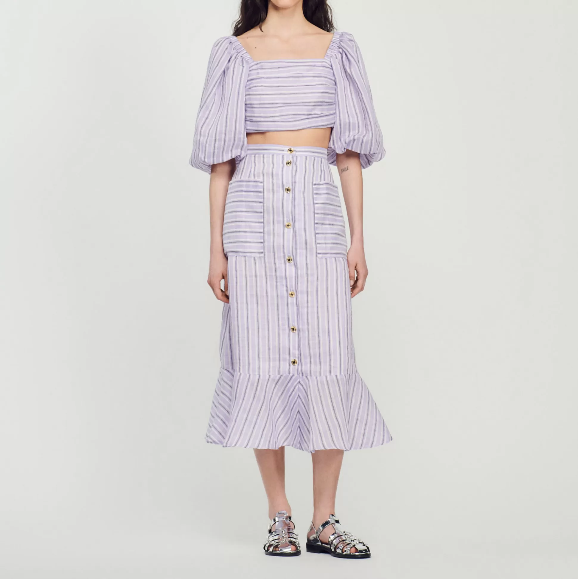 Sandro Paris A-Line Striped Skirt> Skirts