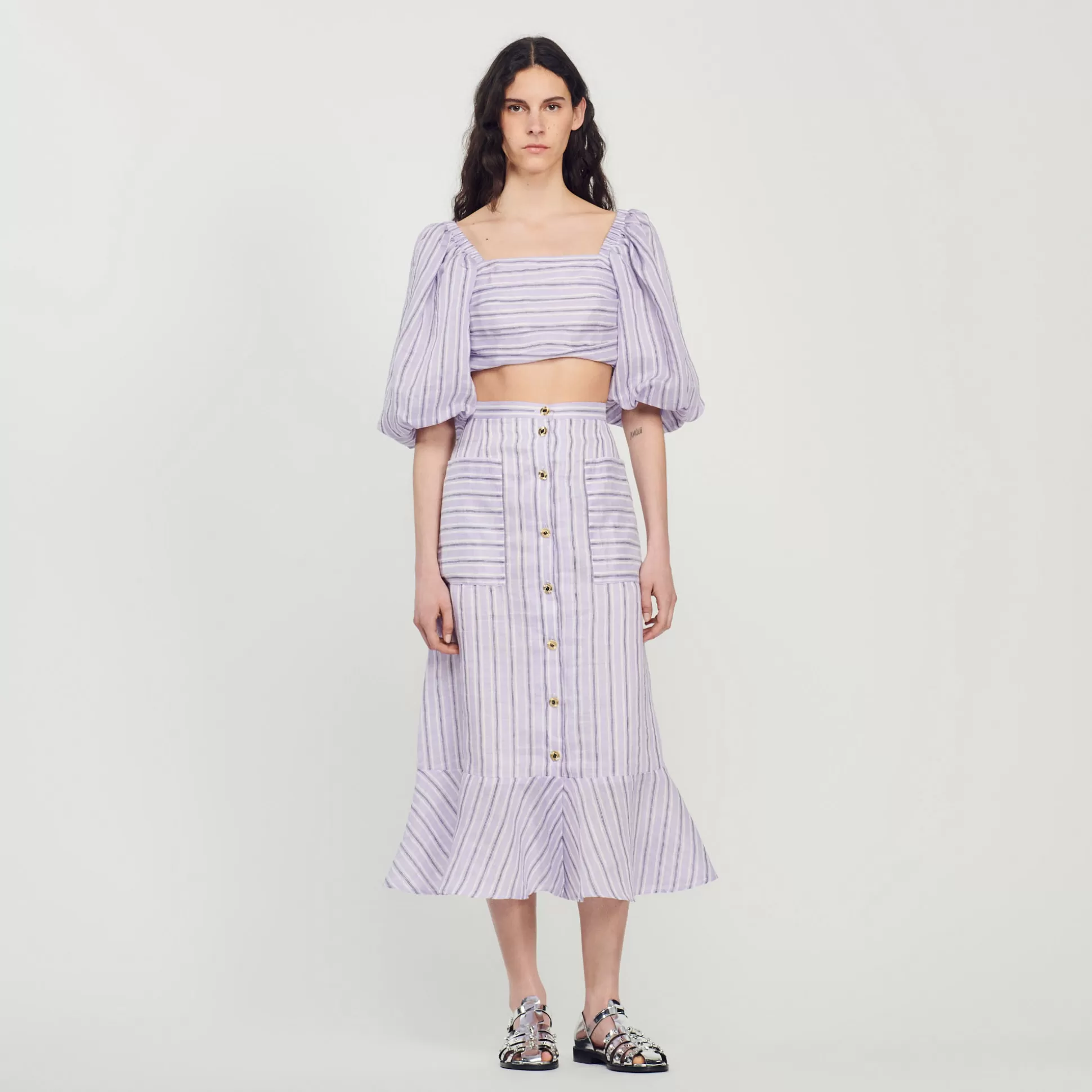 Sandro Paris A-Line Striped Skirt> Skirts