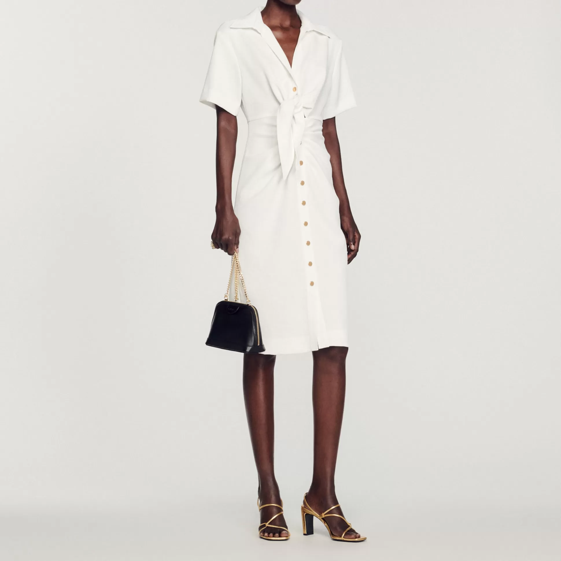 Sandro Paris Buttoned Midi Dress> Dresses