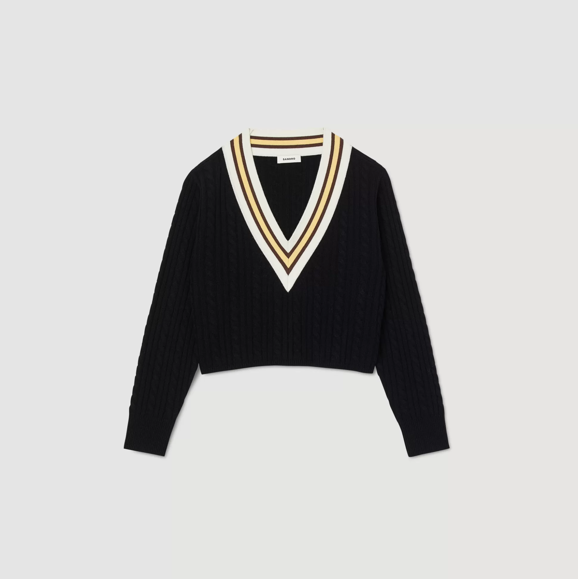 Sandro Paris Contrast V-Neck Jumper> Sweaters & Cardigans