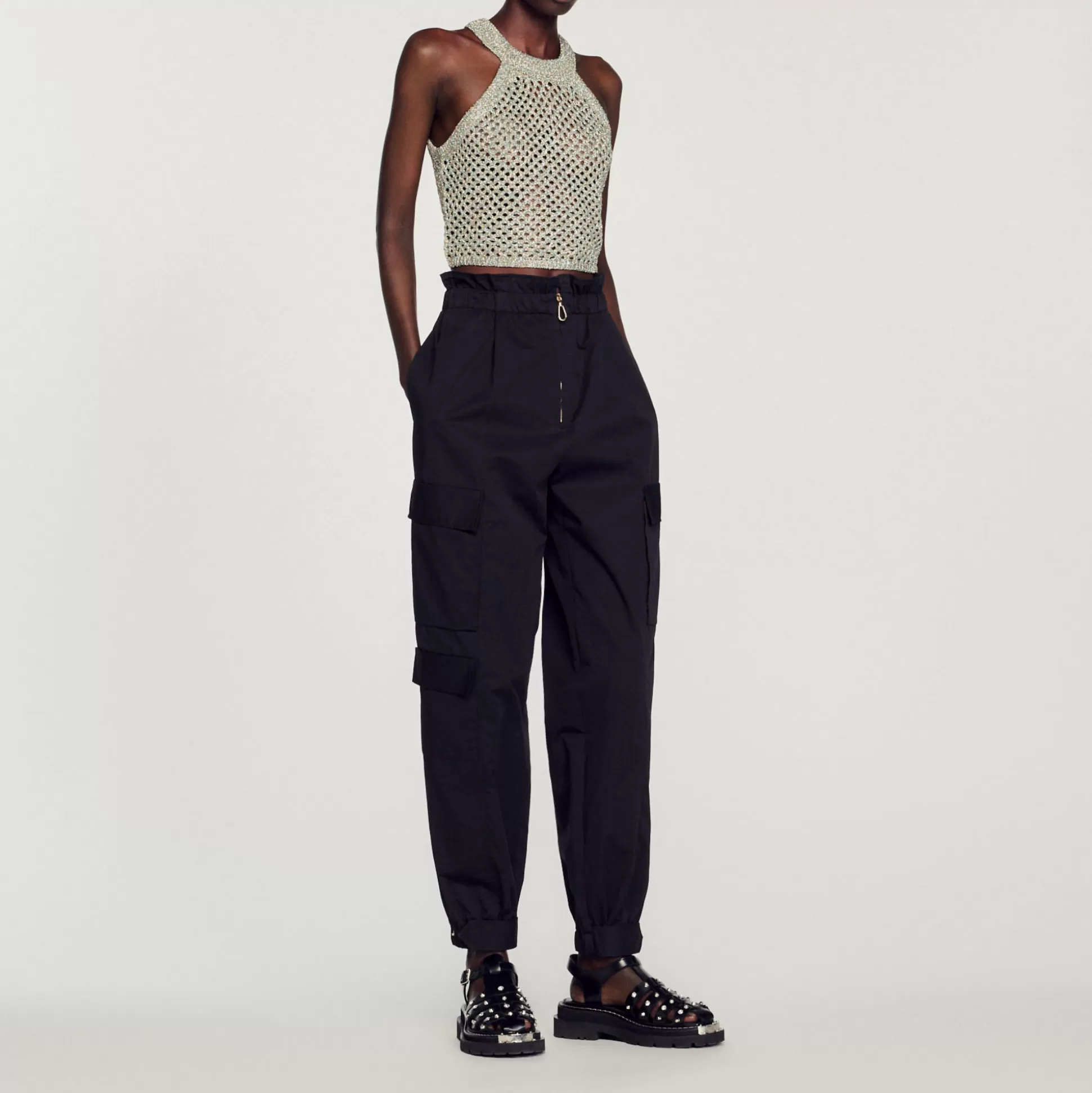 Sandro Paris Cropped Crochet Top> Tops & Shirts