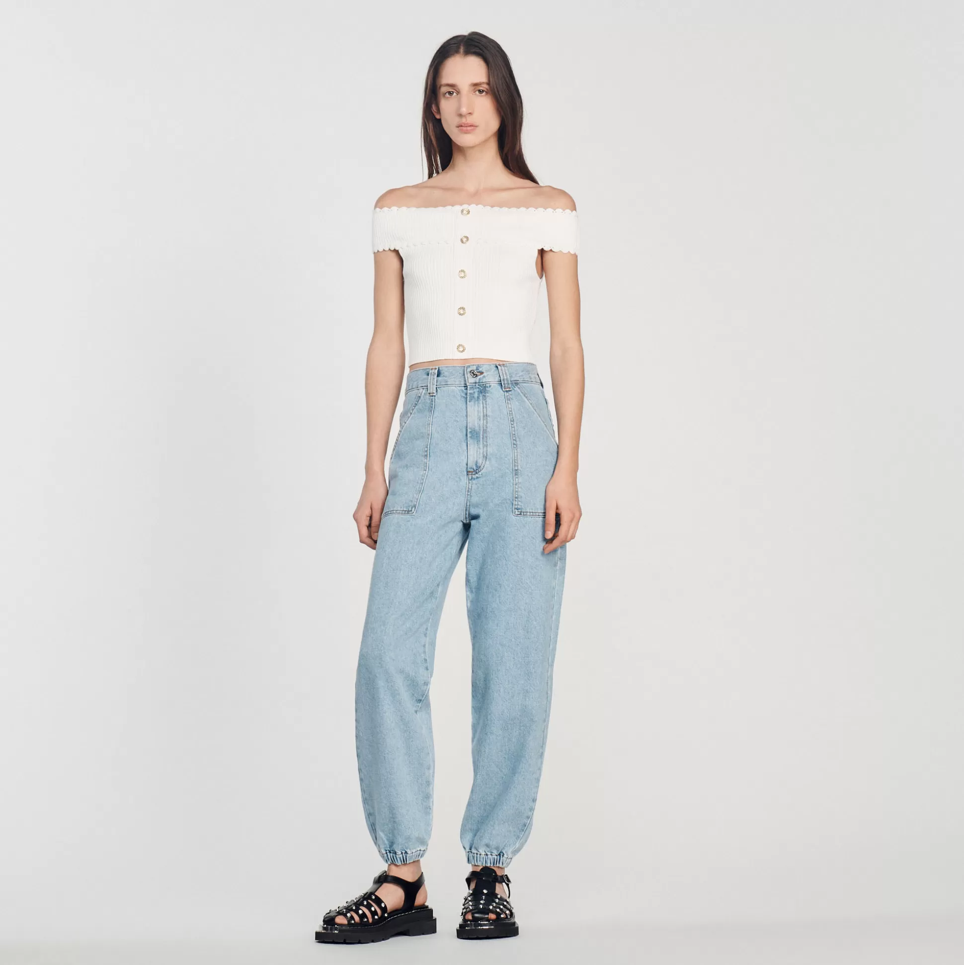 Sandro Paris Cropped Knit Top> Tops & Shirts