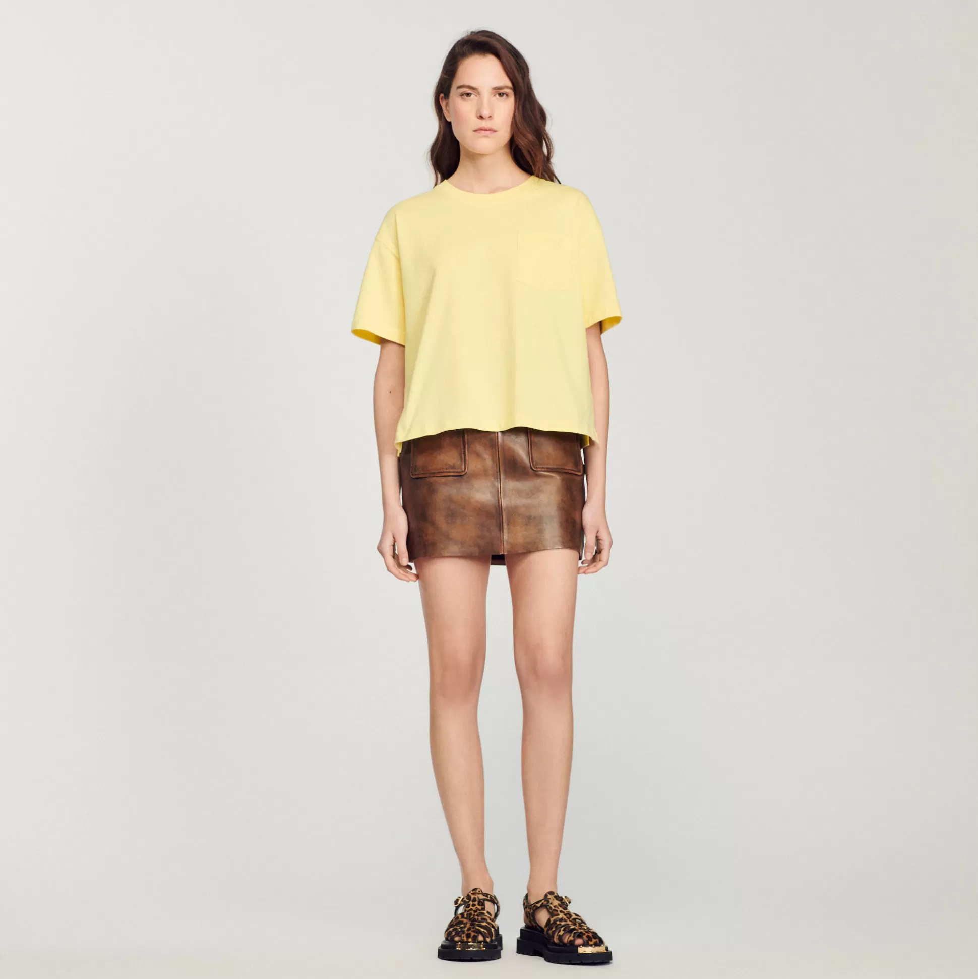 Sandro Paris Cropped Loose T-Shirt> T-Shirts