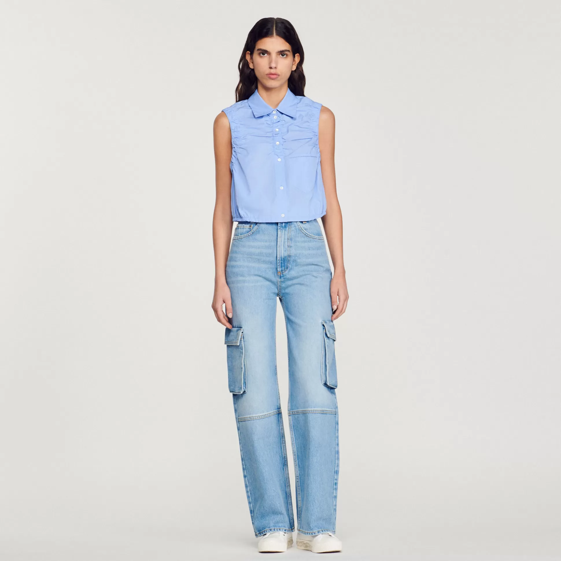 Sandro Paris Cropped Sleeveless Shirt> Tops & Shirts