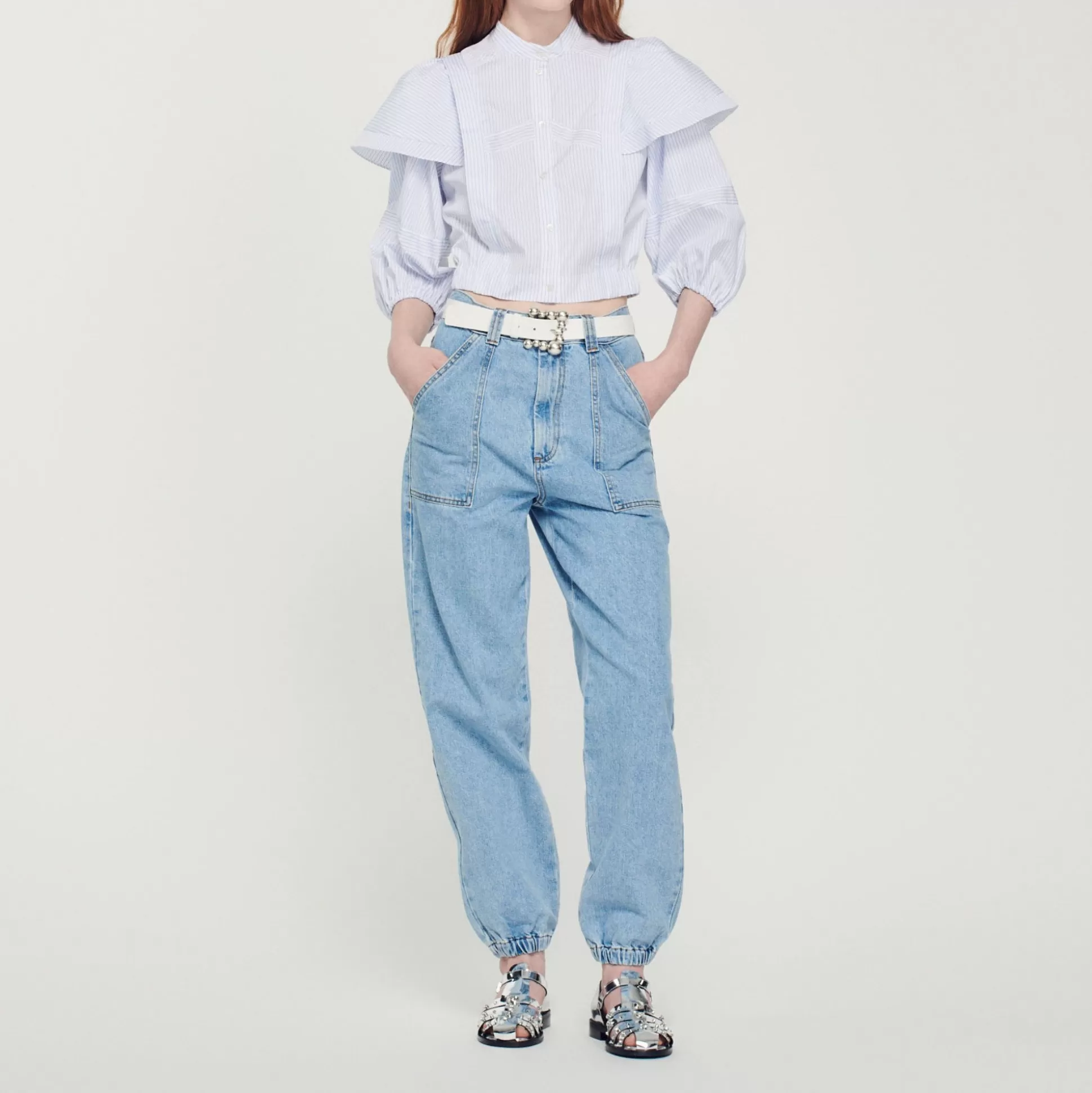 Sandro Paris Cropped Striped Shirt> Tops & Shirts