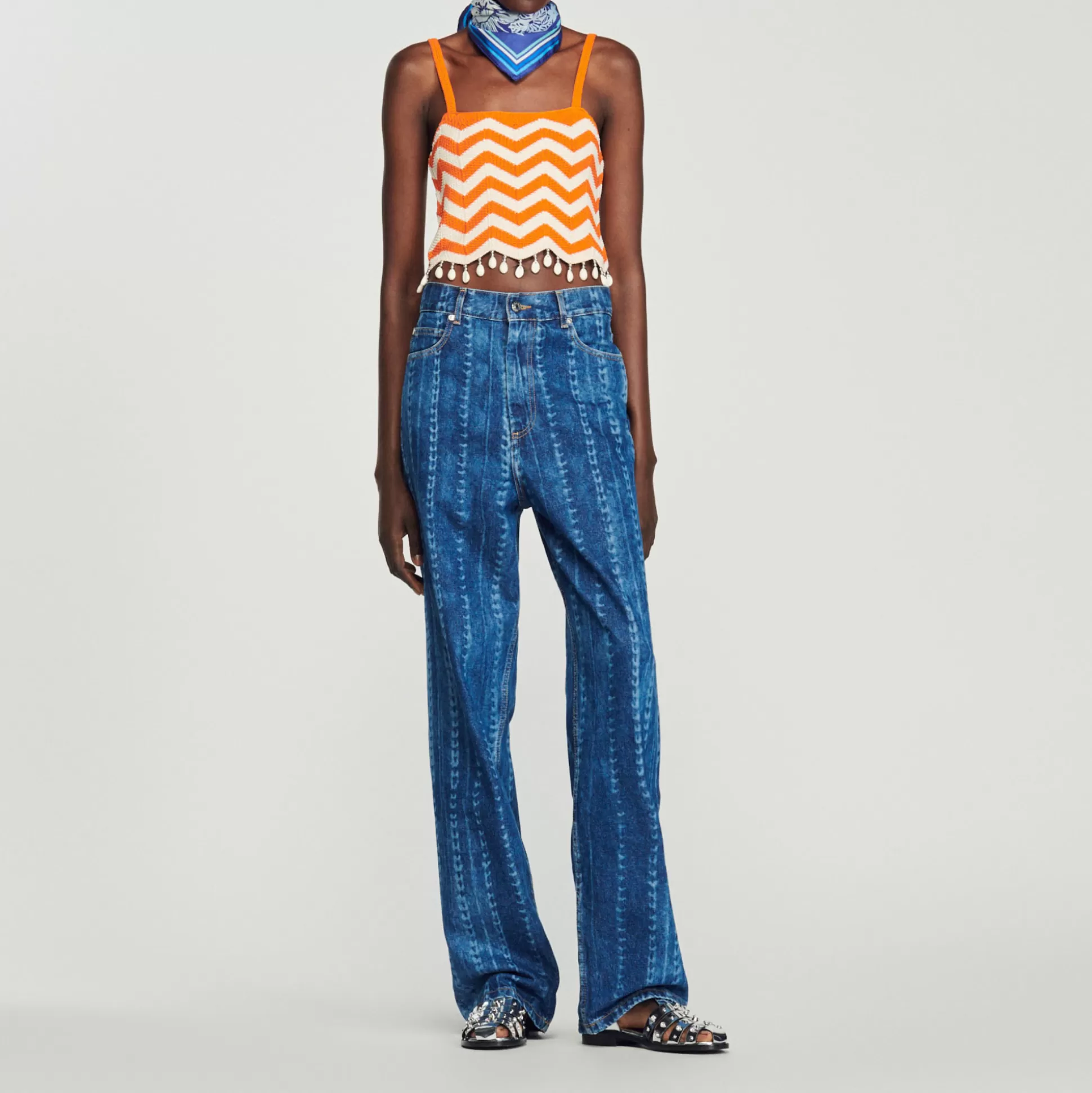 Sandro Paris Drop-Bead Crop Top> Tops & Shirts