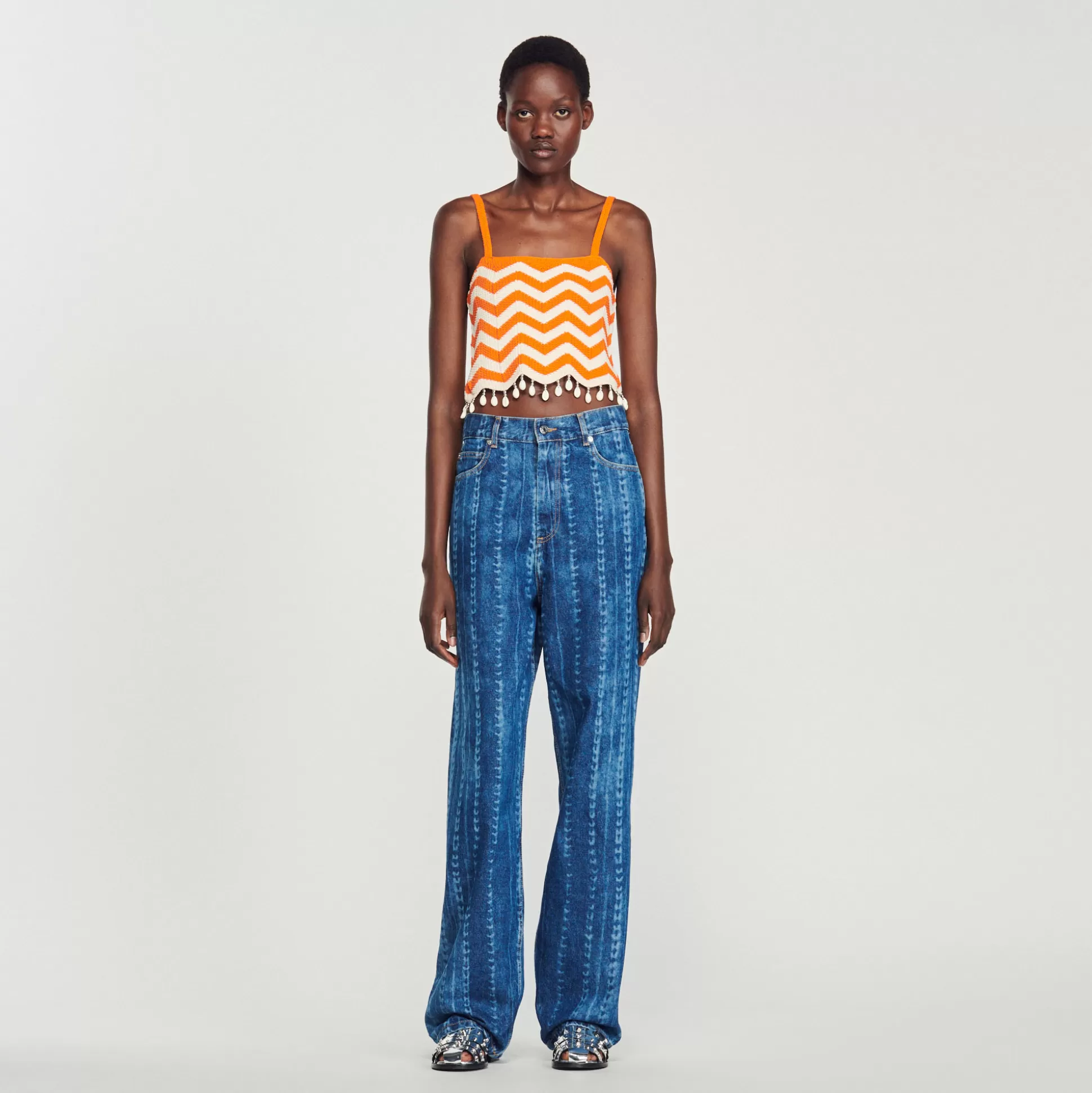 Sandro Paris Drop-Bead Crop Top> Tops & Shirts