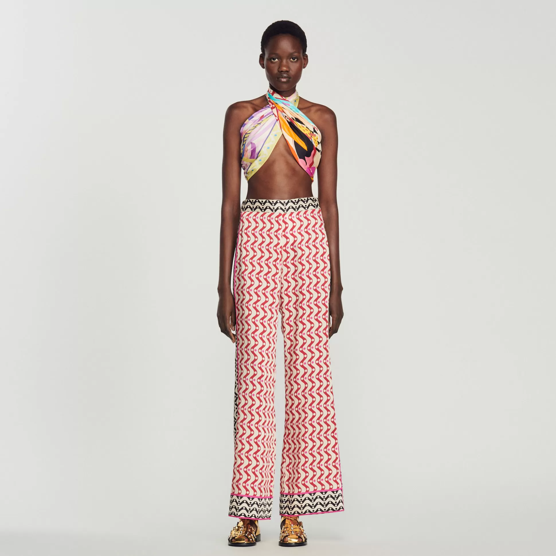 Sandro Paris Flowing Pants With Star Print> Pants & Shorts