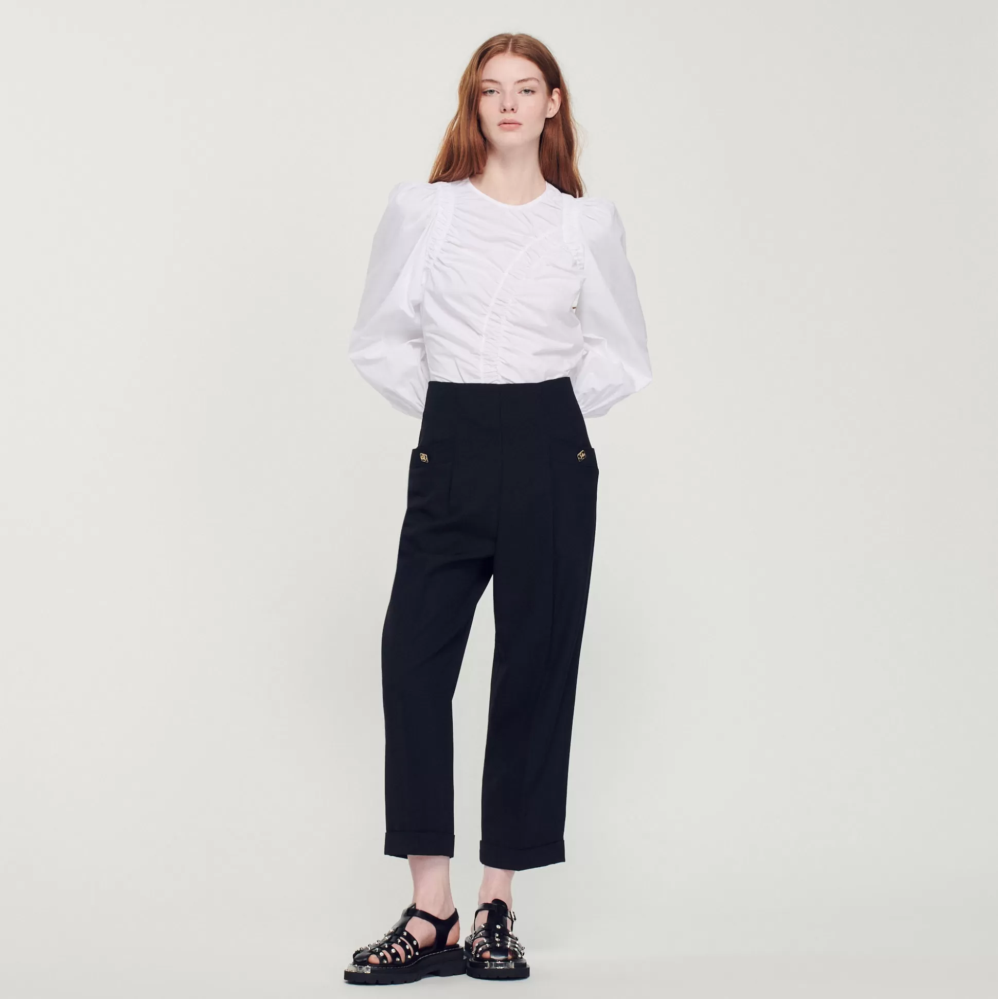 Sandro Paris Gathered Poplin Top> Tops & Shirts