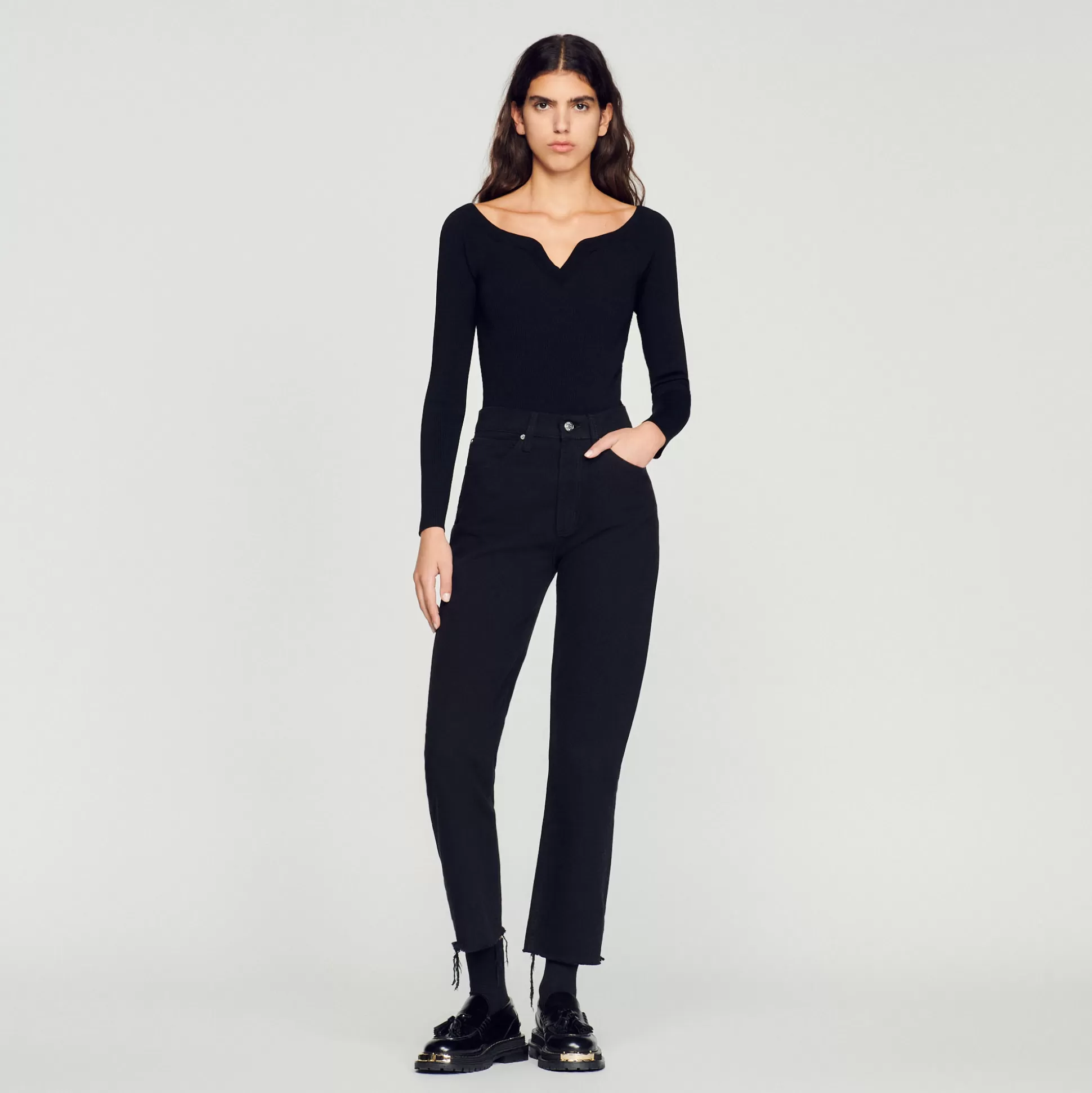 Sandro Paris Knit Bodysuit With Sweetheart Neck> Sweaters & Cardigans