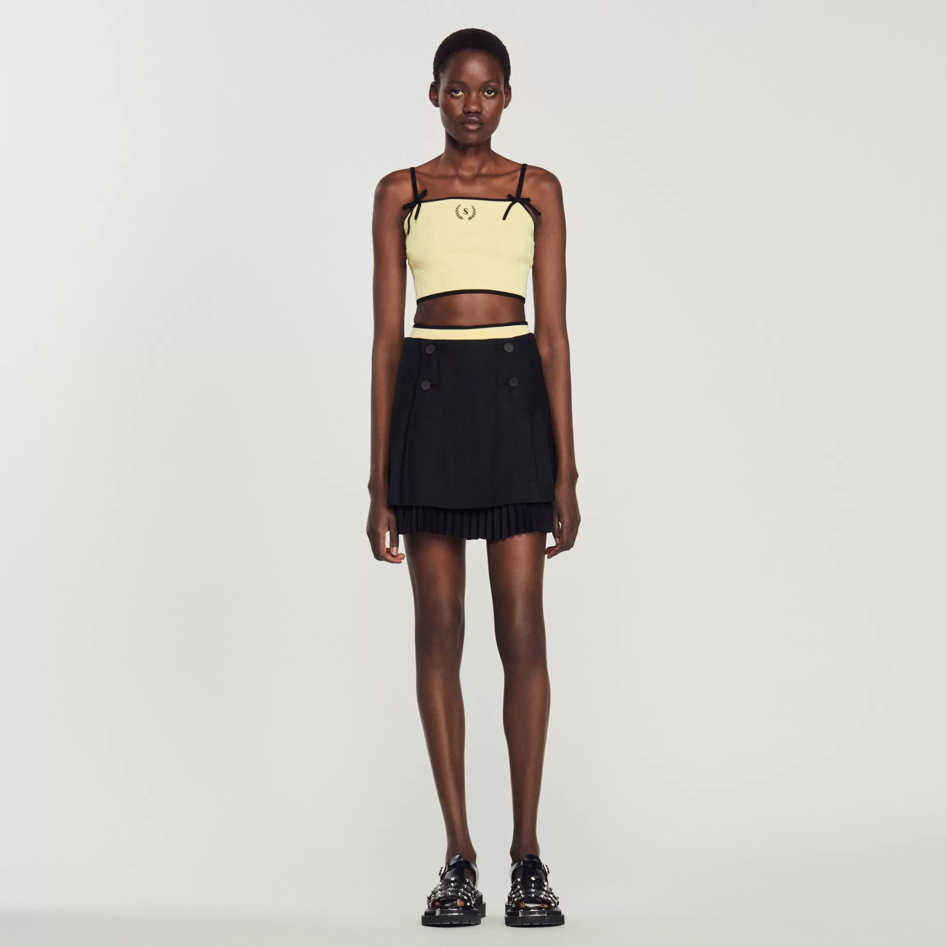 Sandro Paris Knitted Crop Top> Tops & Shirts