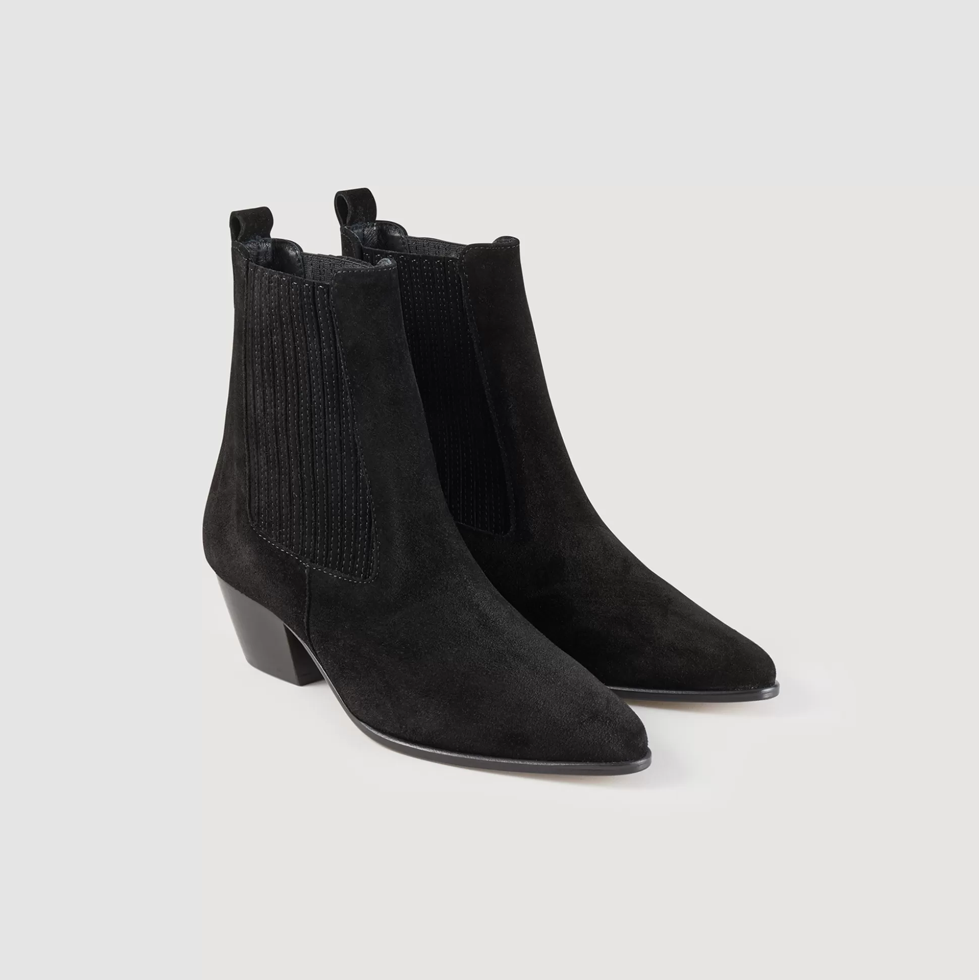 Sandro Paris Leather Ankle Boots With Elastic> Boots