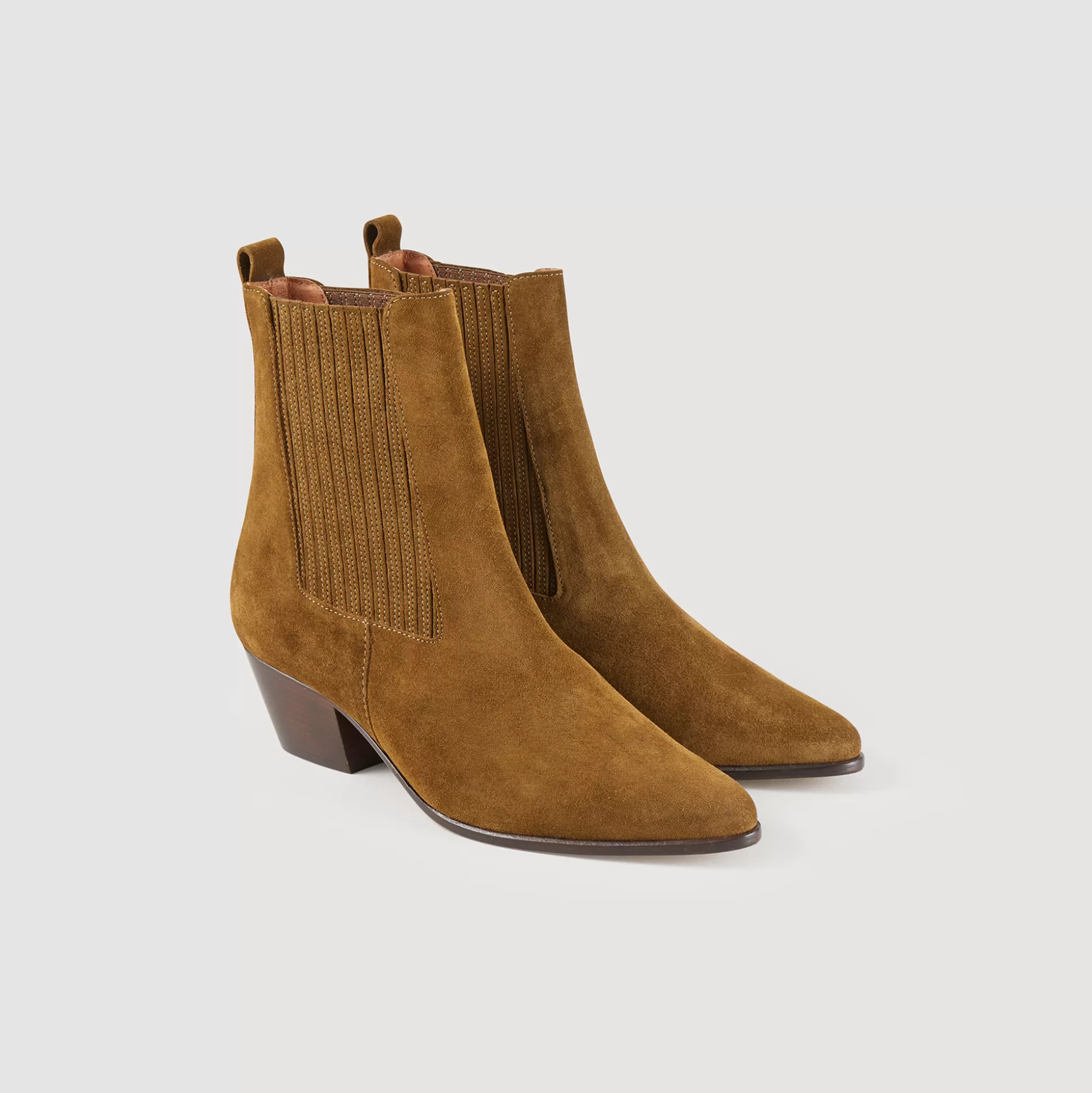 Sandro Paris Leather Ankle Boots With Elastic> Boots