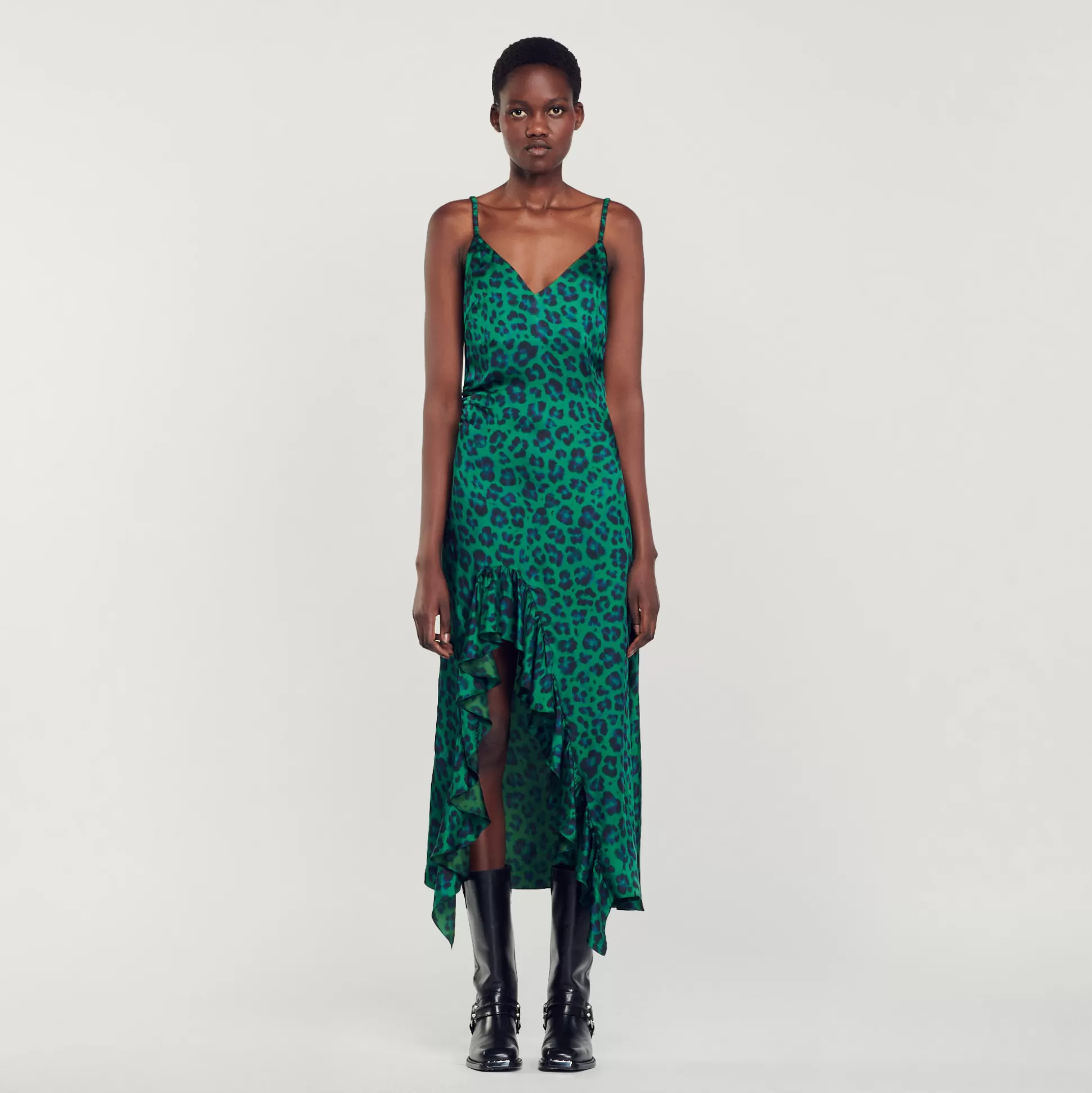 Sandro Paris Leopard Print Slit Dress> Dresses