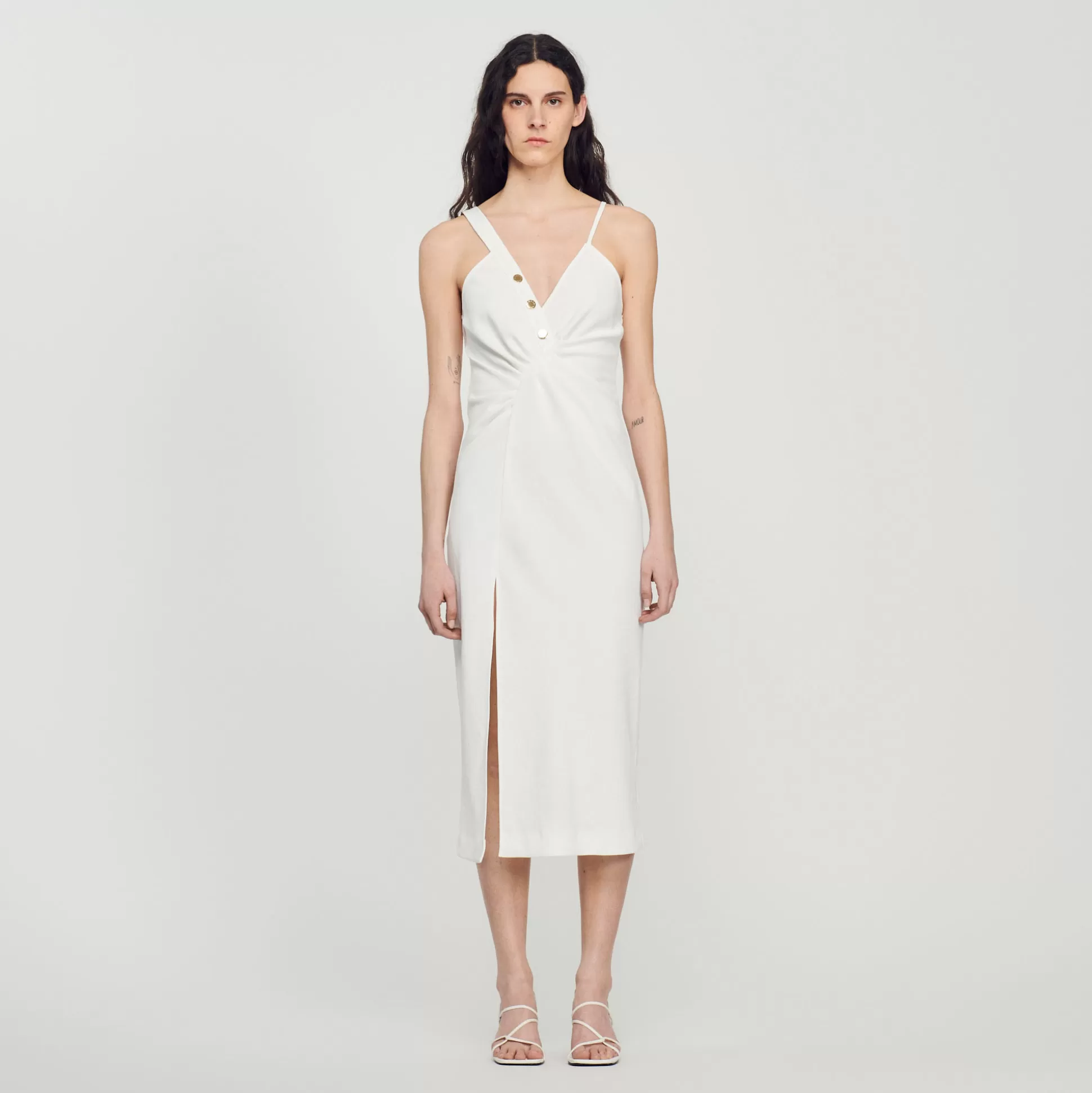 Sandro Paris Long Asymmetric Dress> Dresses