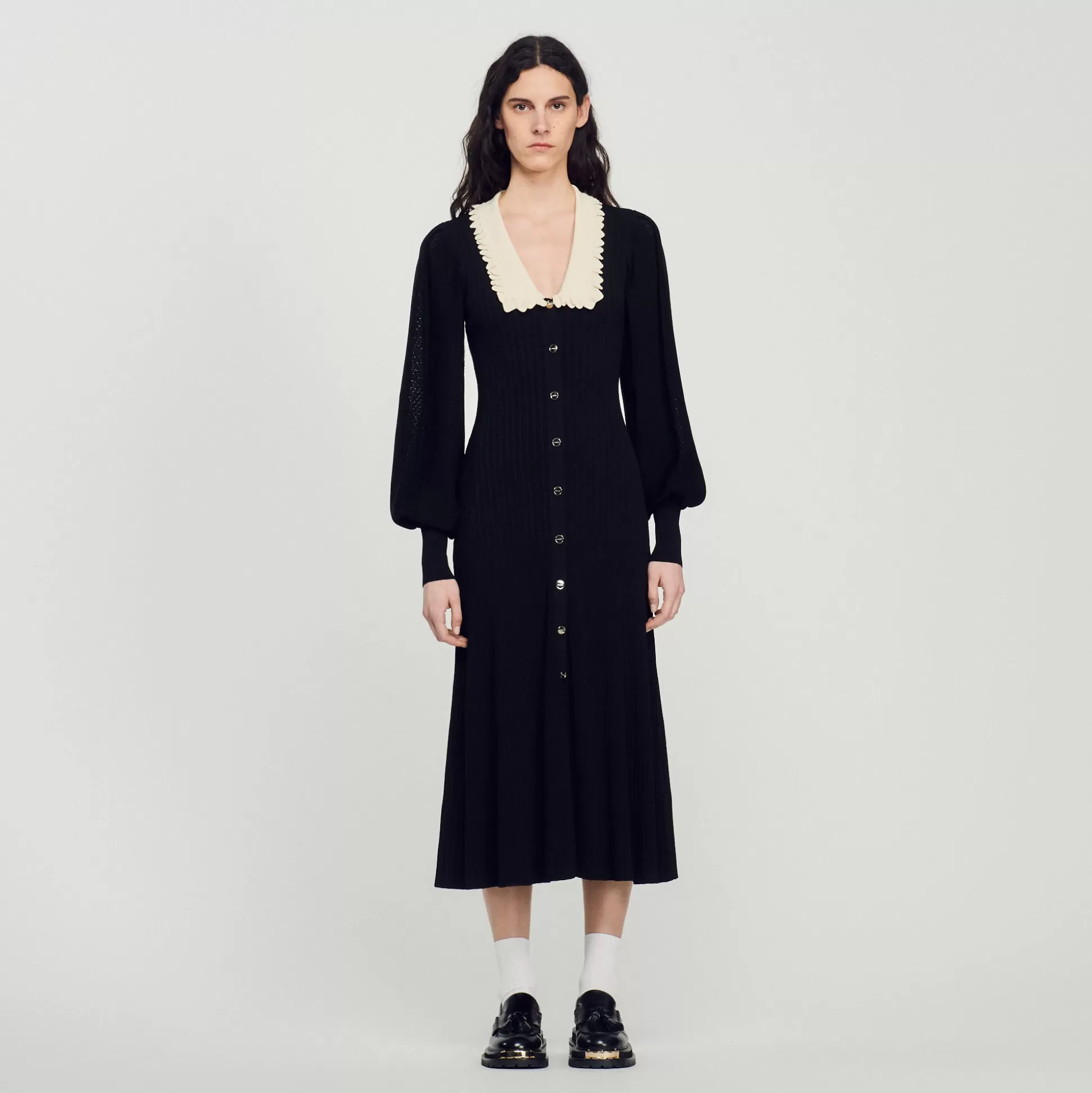 Sandro Paris Long Dress With Long Sleeves> Dresses