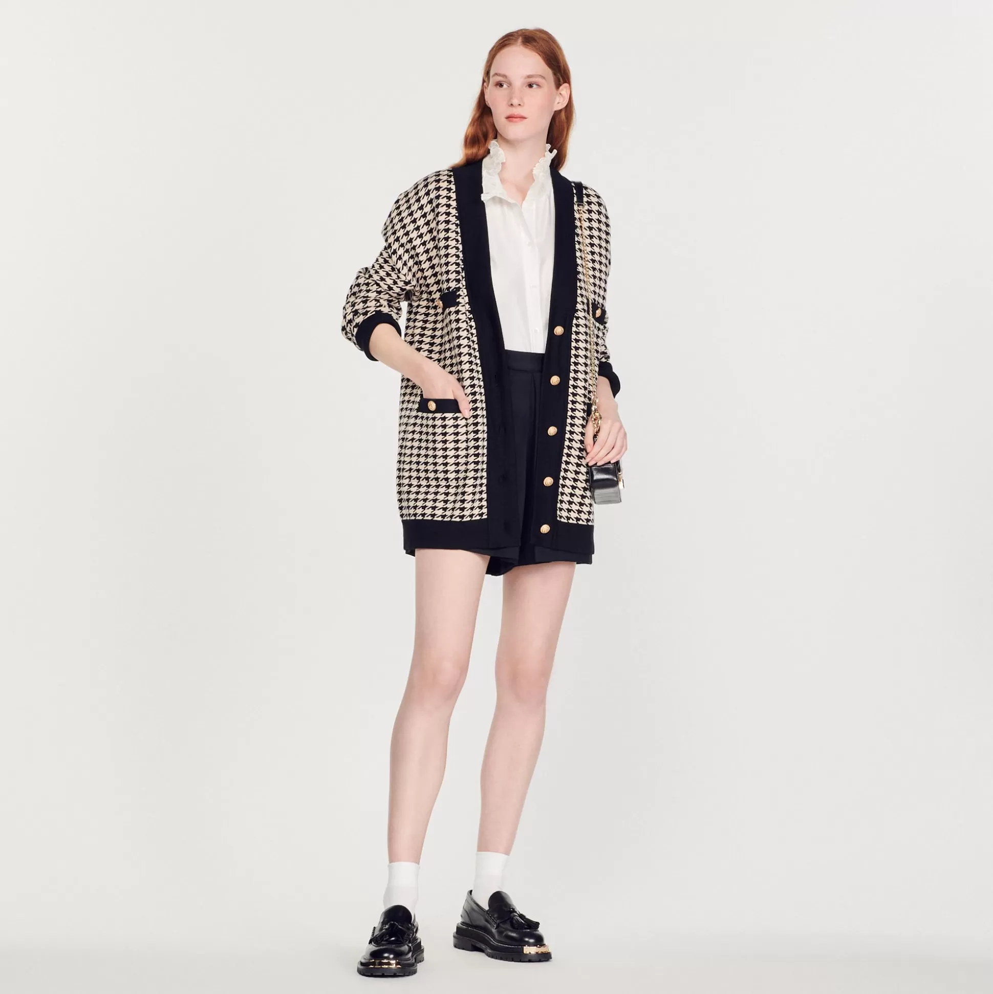 Sandro Paris Long Houndstooth Coatigan> Sweaters & Cardigans