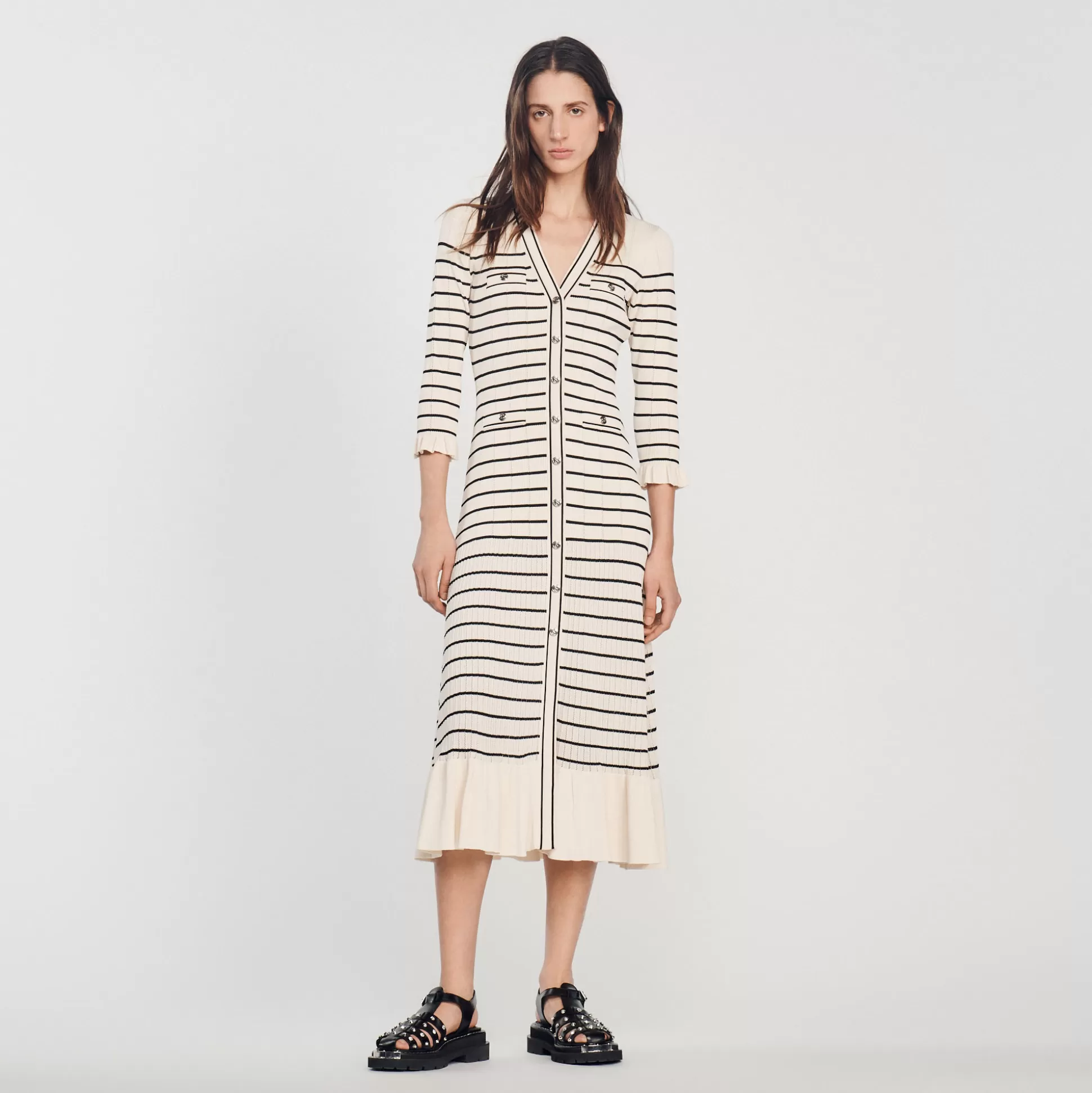 Sandro Paris Long Sailor-Striped Dress> Dresses