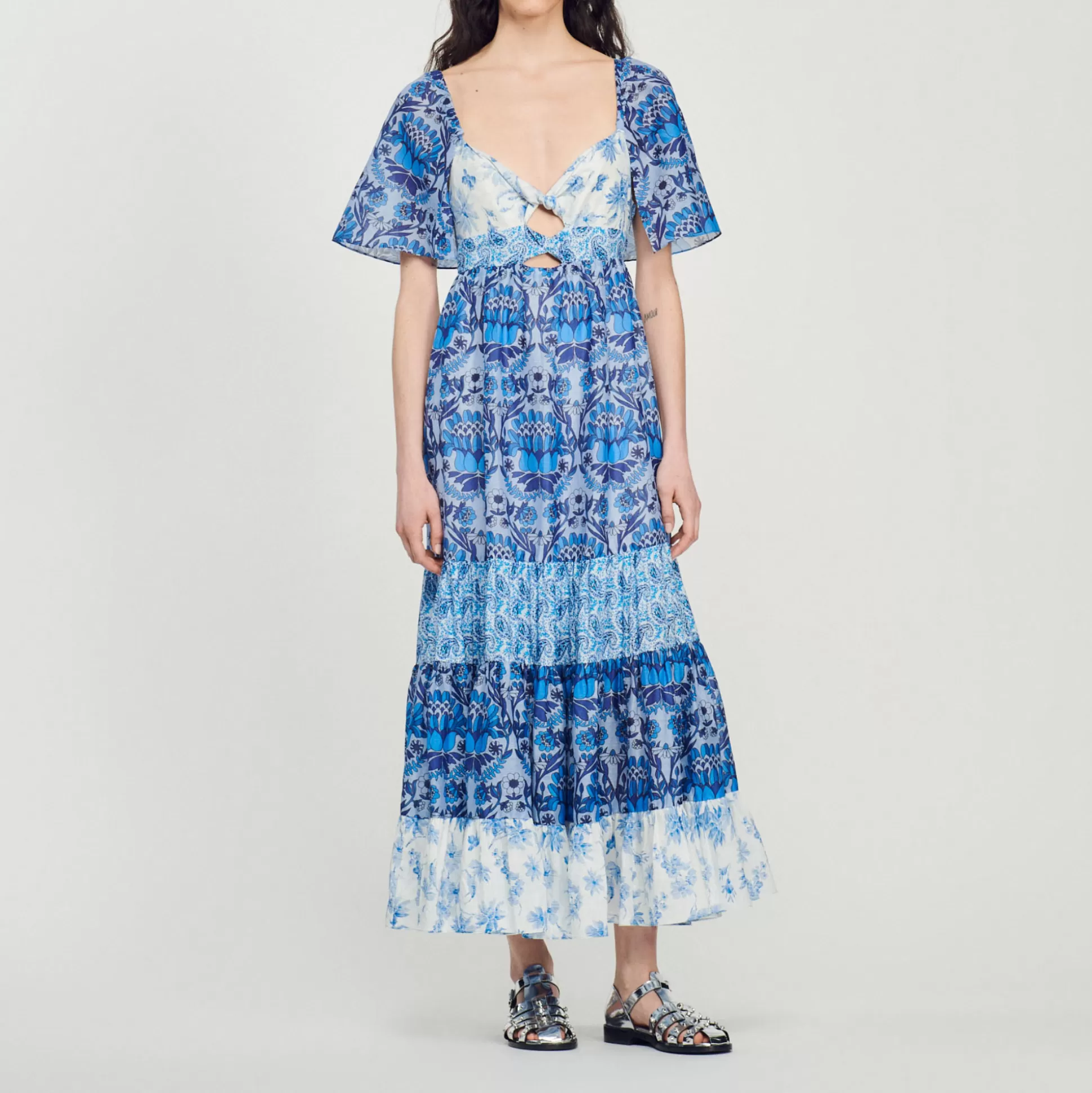 Sandro Paris Long Scarf Print Dress> Dresses