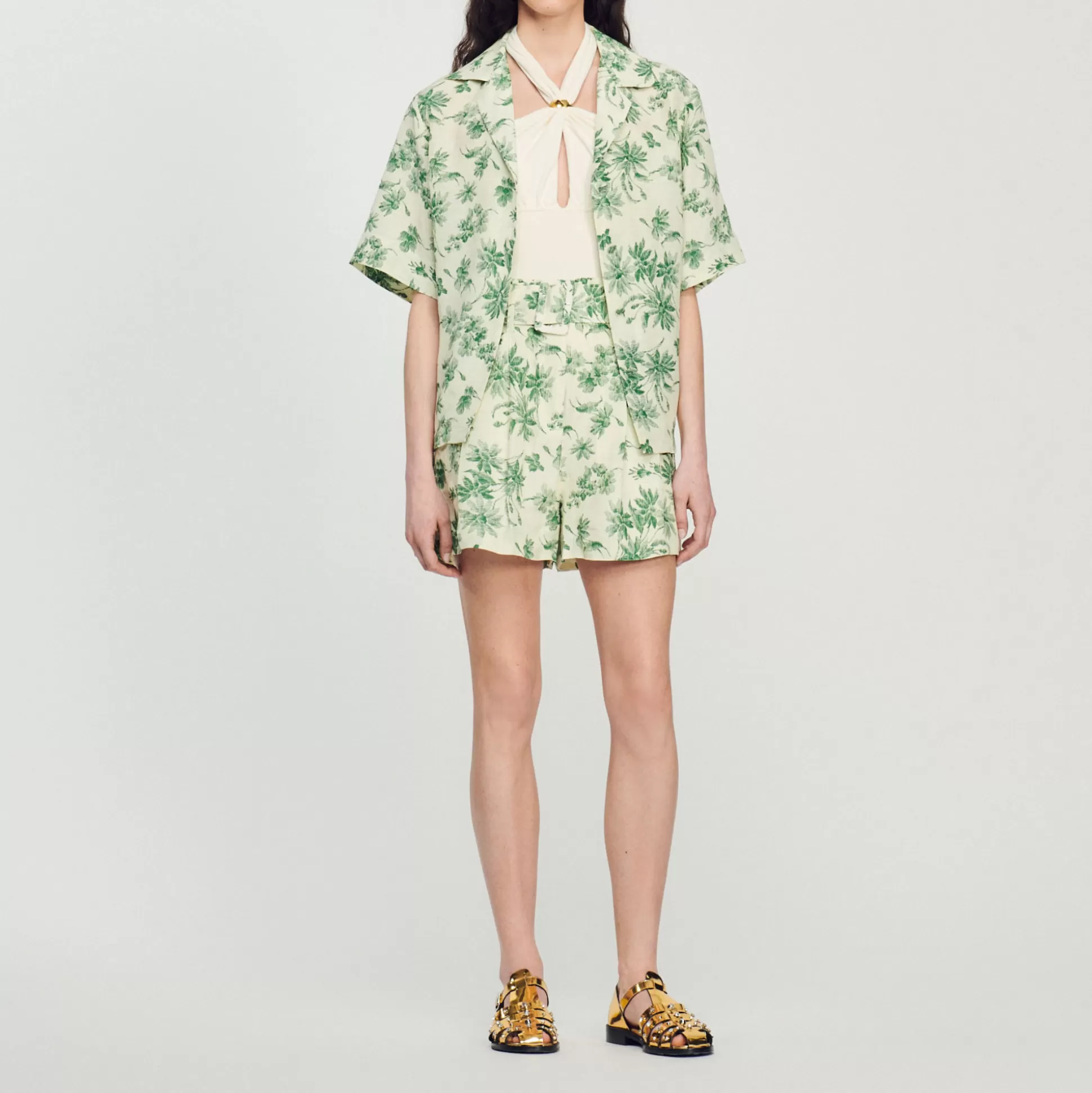 Sandro Paris Loose Printed Palm Tree Shorts> Pants & Shorts