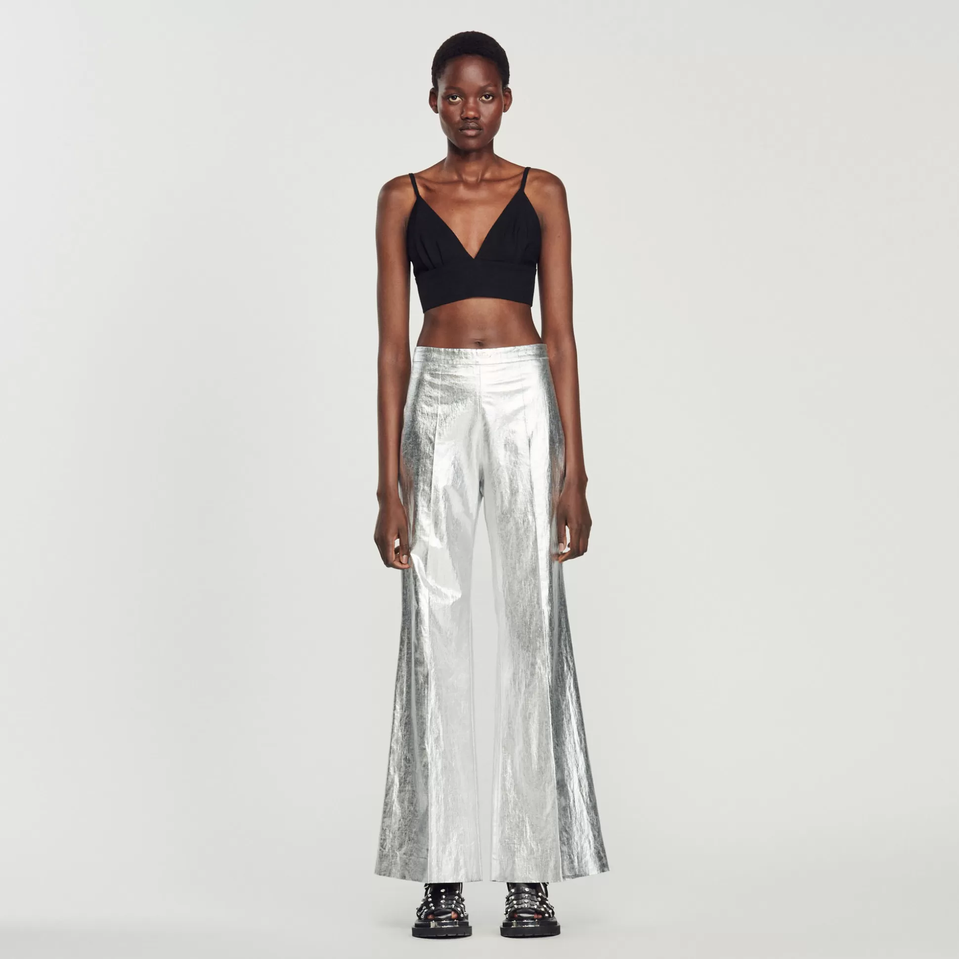 Sandro Paris Metallic Coated Pants> Pants & Shorts