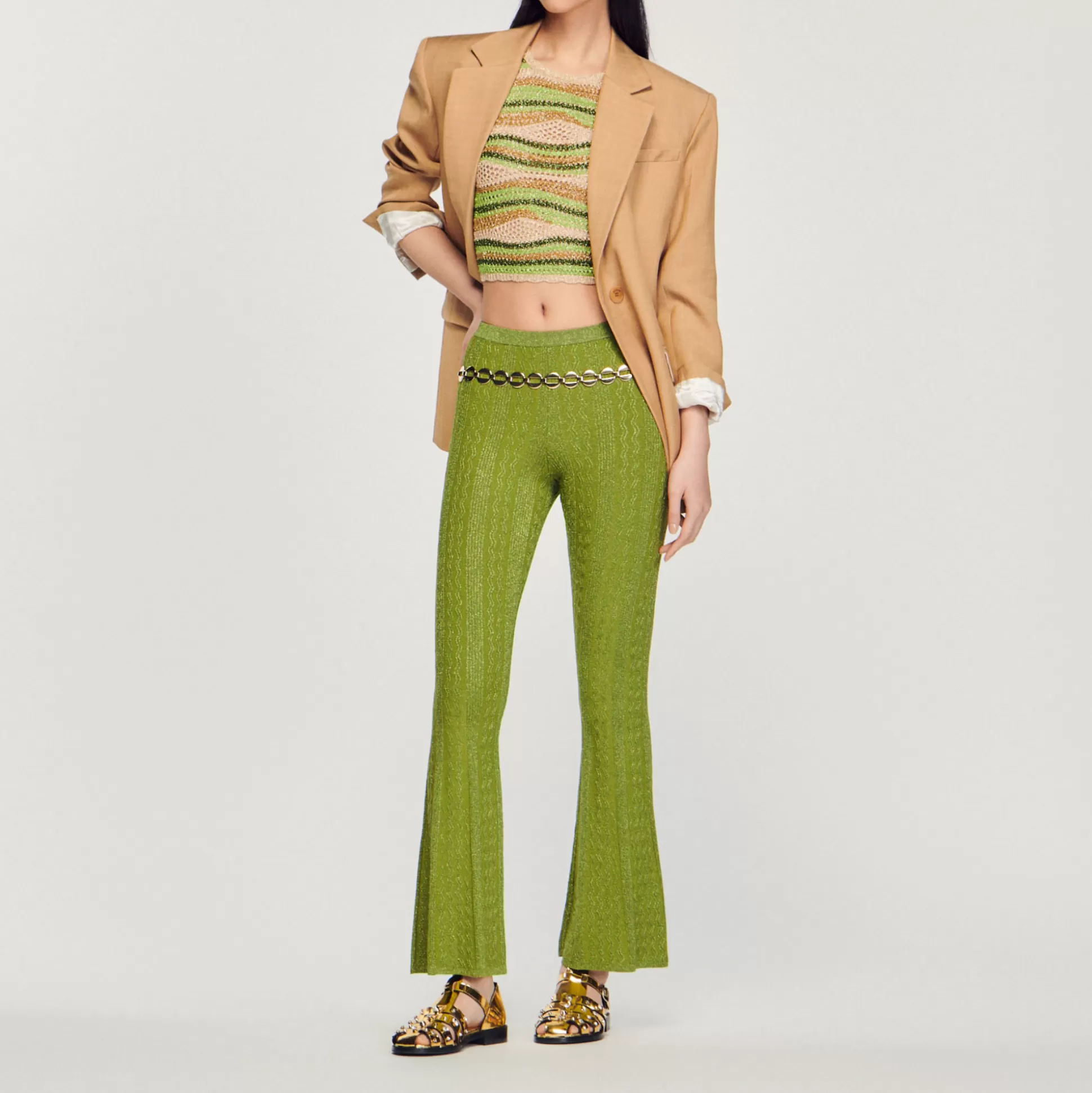 Sandro Paris Metallic Knit Pants> Pants & Shorts