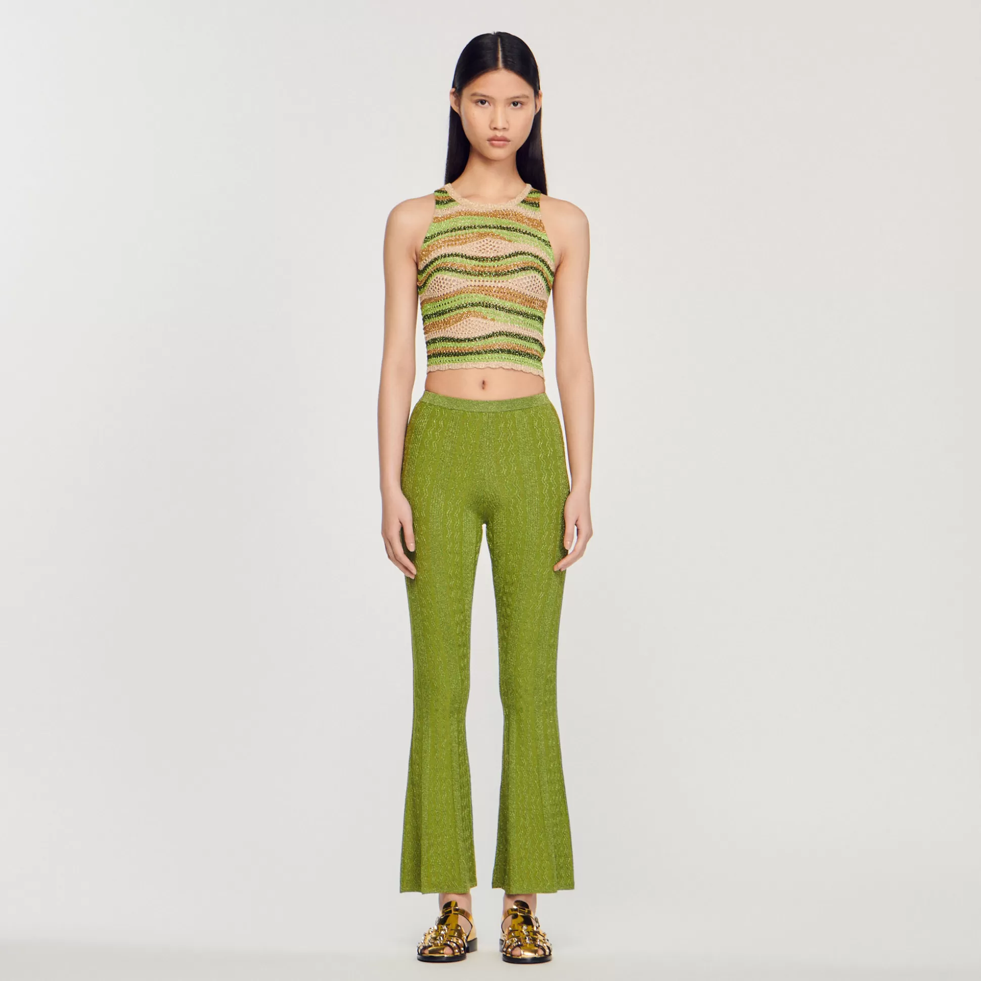 Sandro Paris Metallic Knit Pants> Pants & Shorts