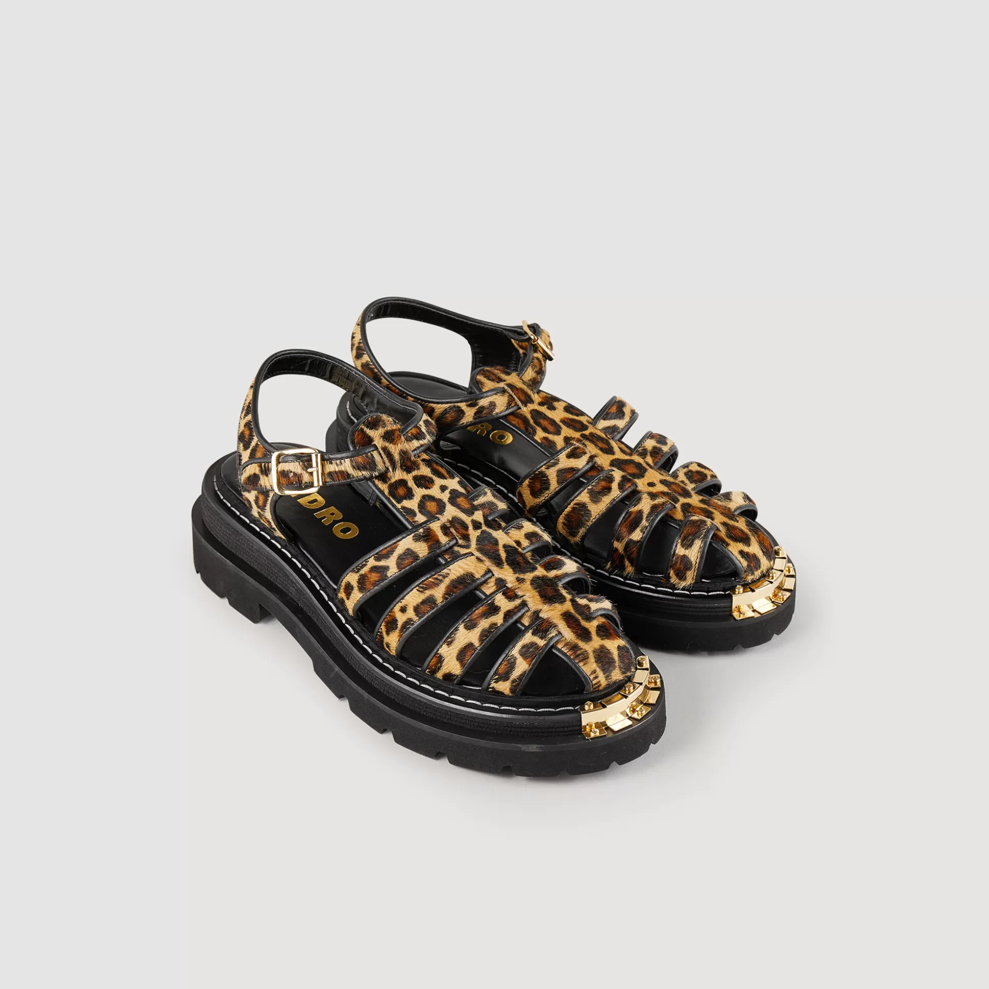 Sandro Paris Olyssa Leopard-Effect Leather Sandals> Sandals