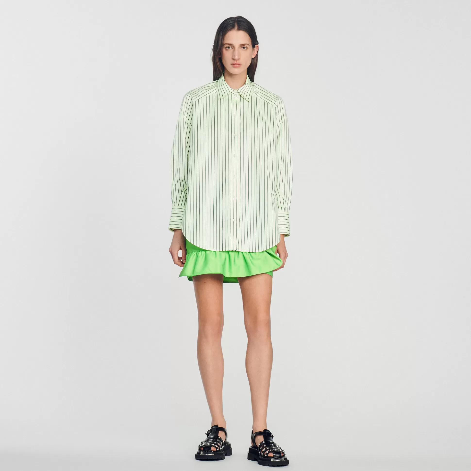 Sandro Paris Oversized Shirt With Stripes> Tops & Shirts