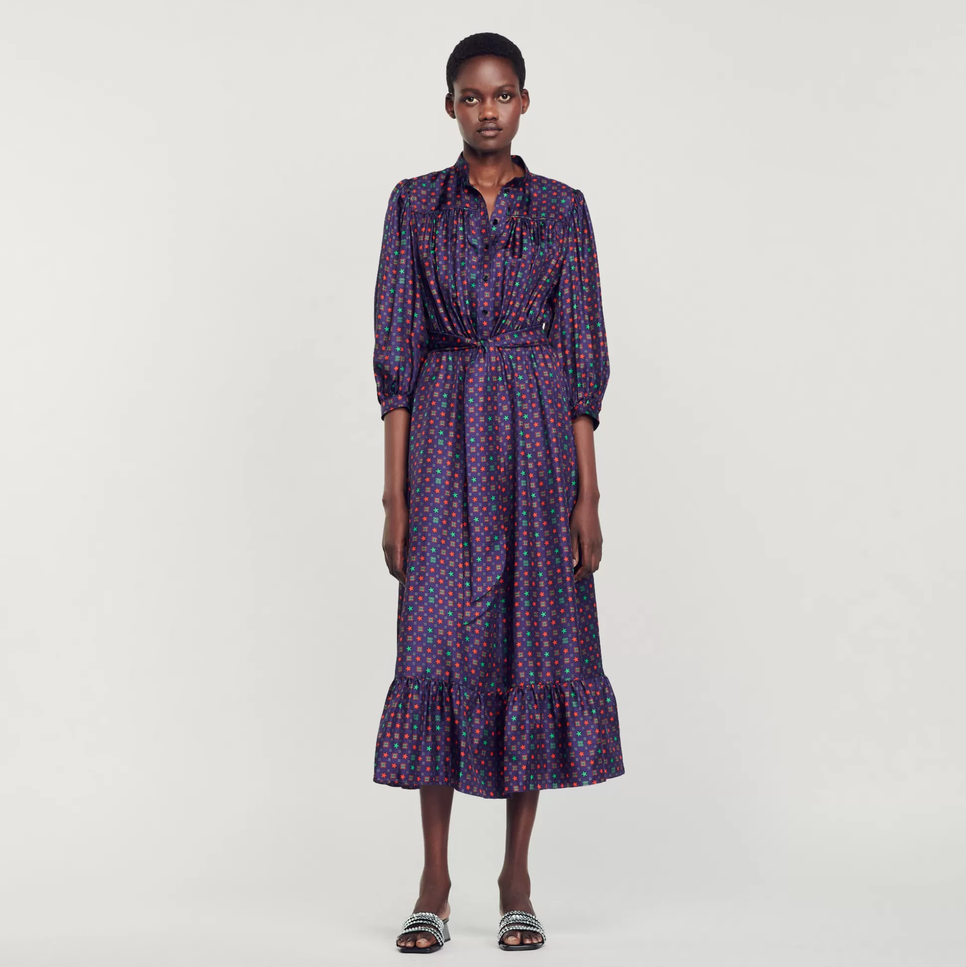 Sandro Paris Printed Midi Dress> Dresses