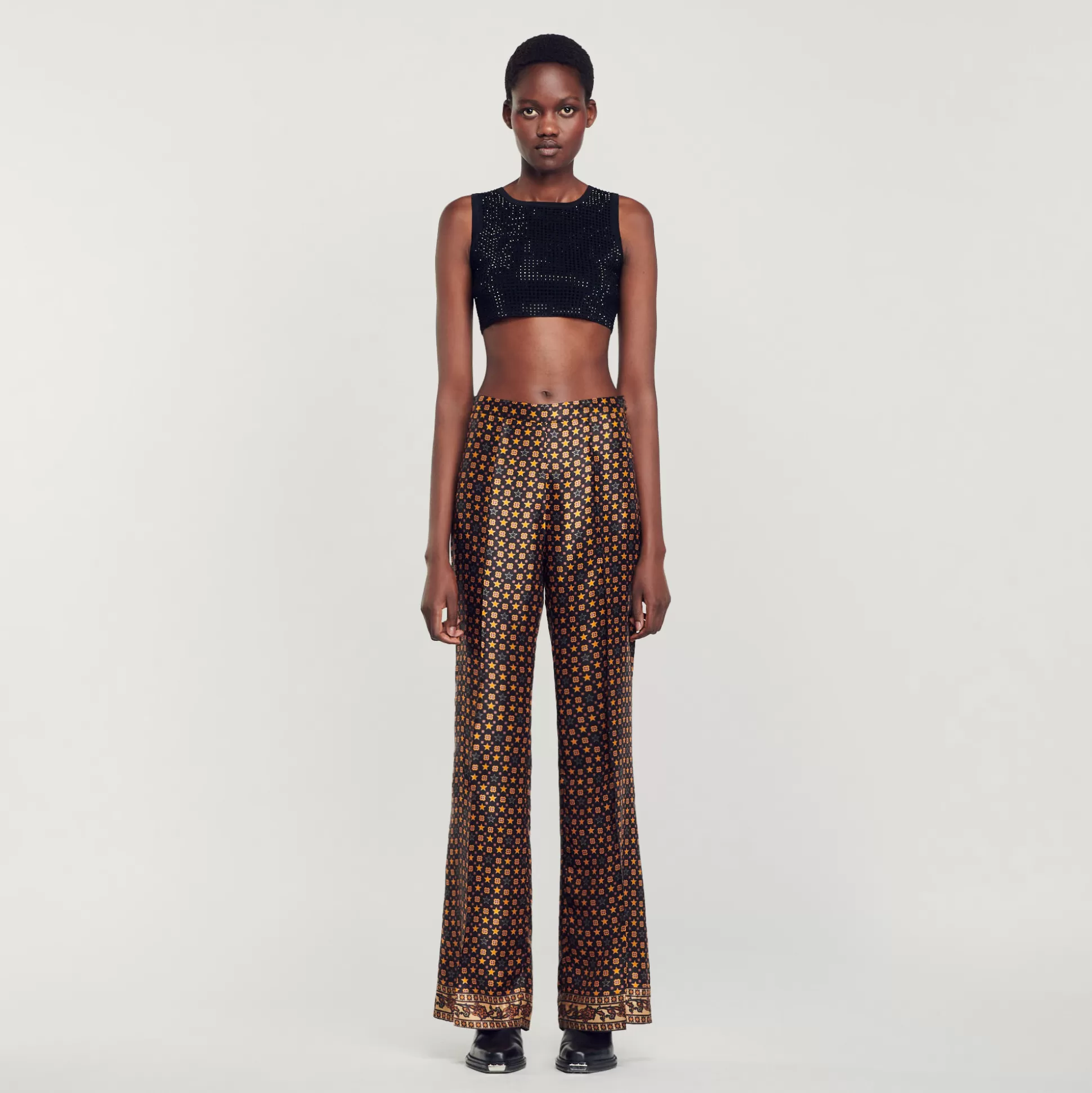 Sandro Paris Printed Satin Pants> Pants & Shorts