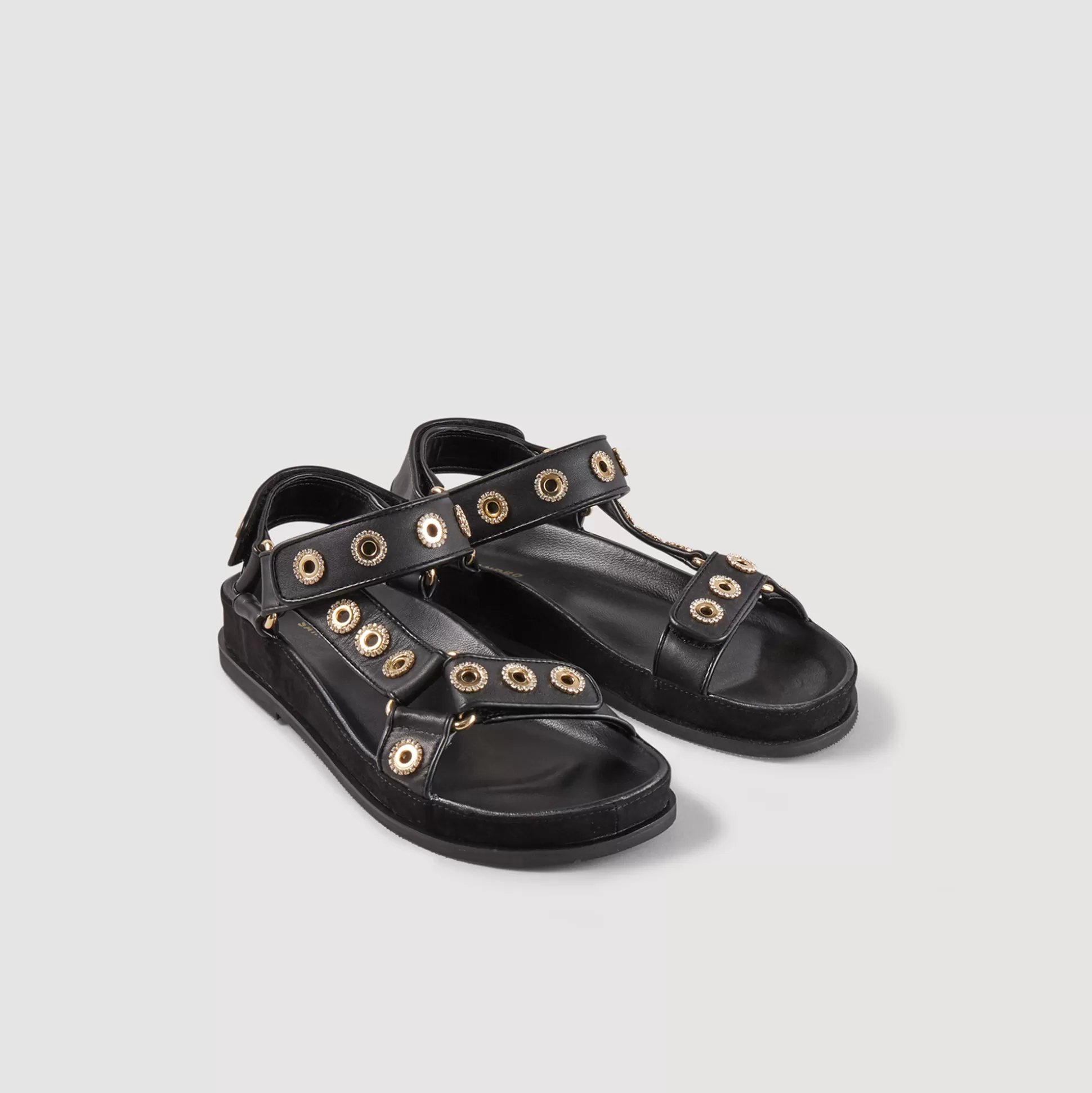 Sandro Paris Rhinestone Hook-And-Loop Sandals> Sandals