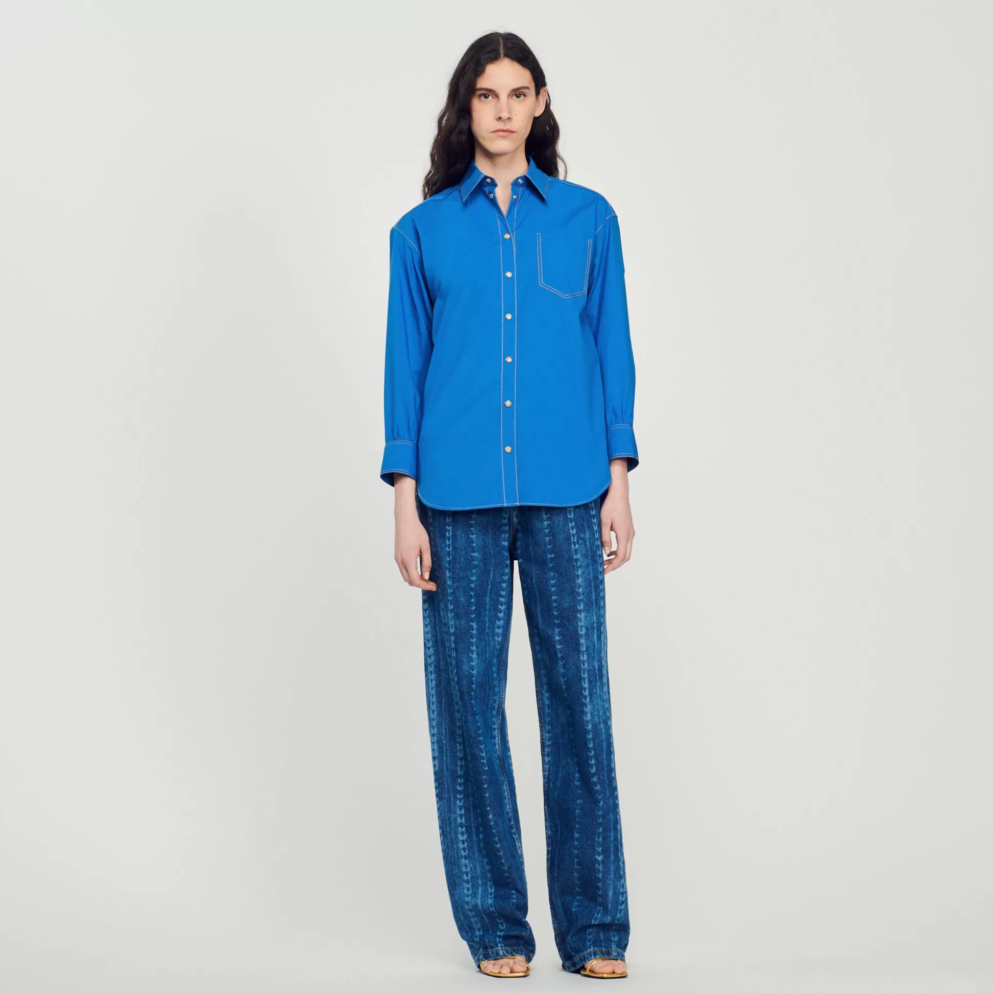 Sandro Paris Shirt With Topstitched Details> Tops & Shirts