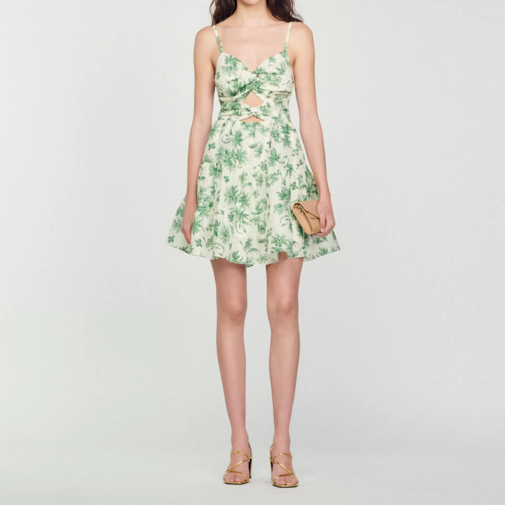 Sandro Paris Short Dress With Palm Tree Print> Dresses