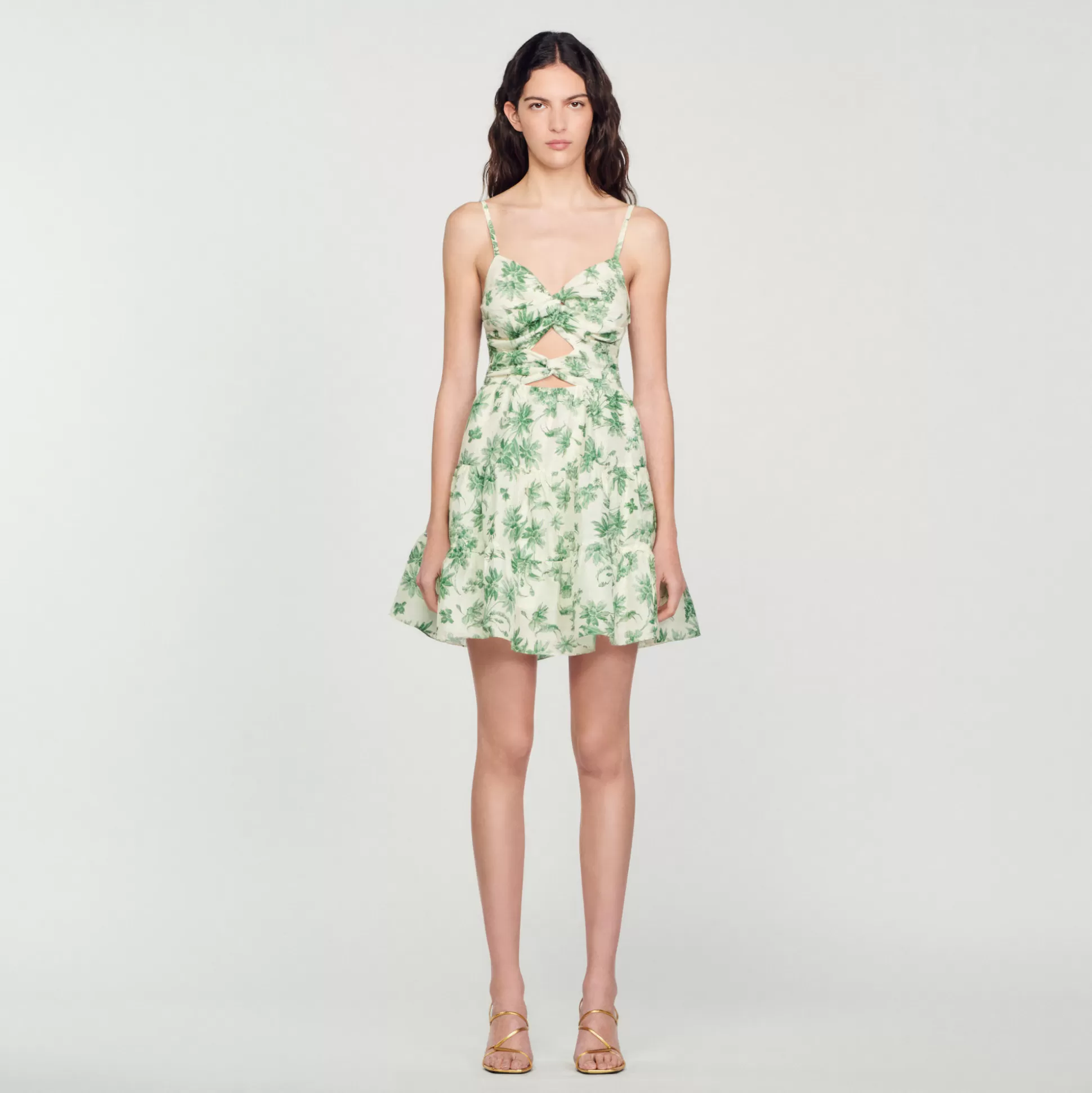 Sandro Paris Short Dress With Palm Tree Print> Dresses