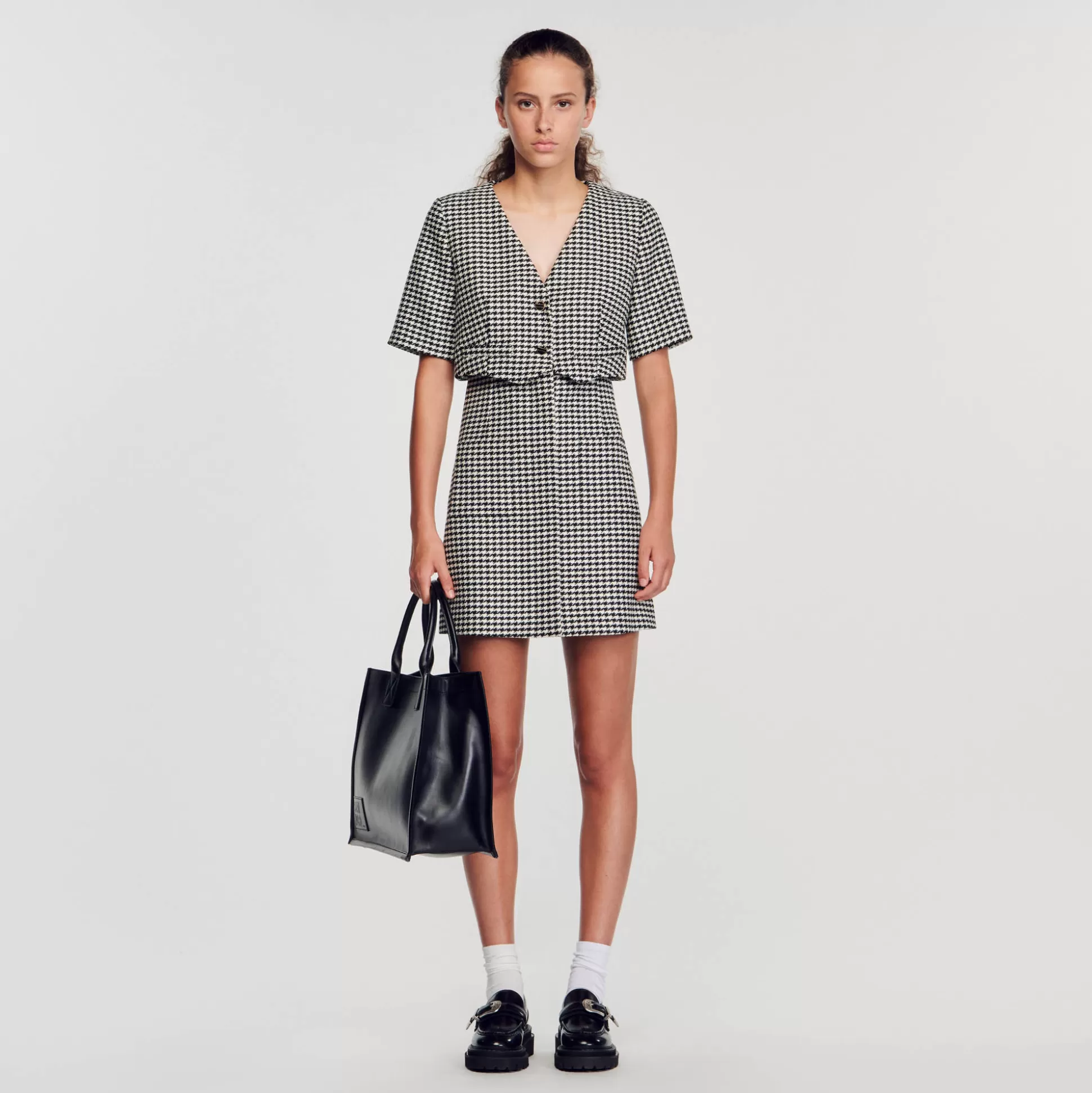 Sandro Paris Short Houndstooth Tweed Dress> Dresses