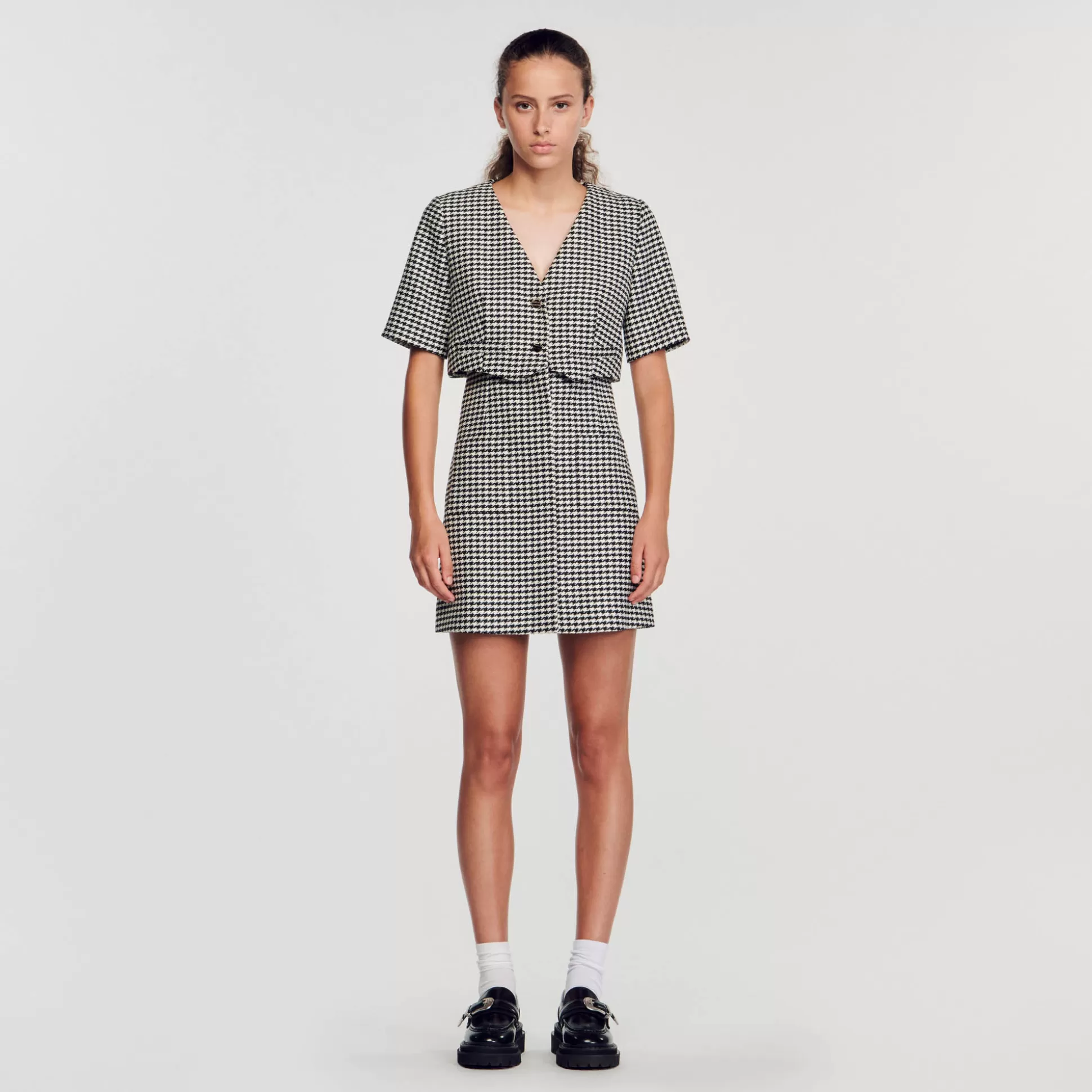 Sandro Paris Short Houndstooth Tweed Dress> Dresses