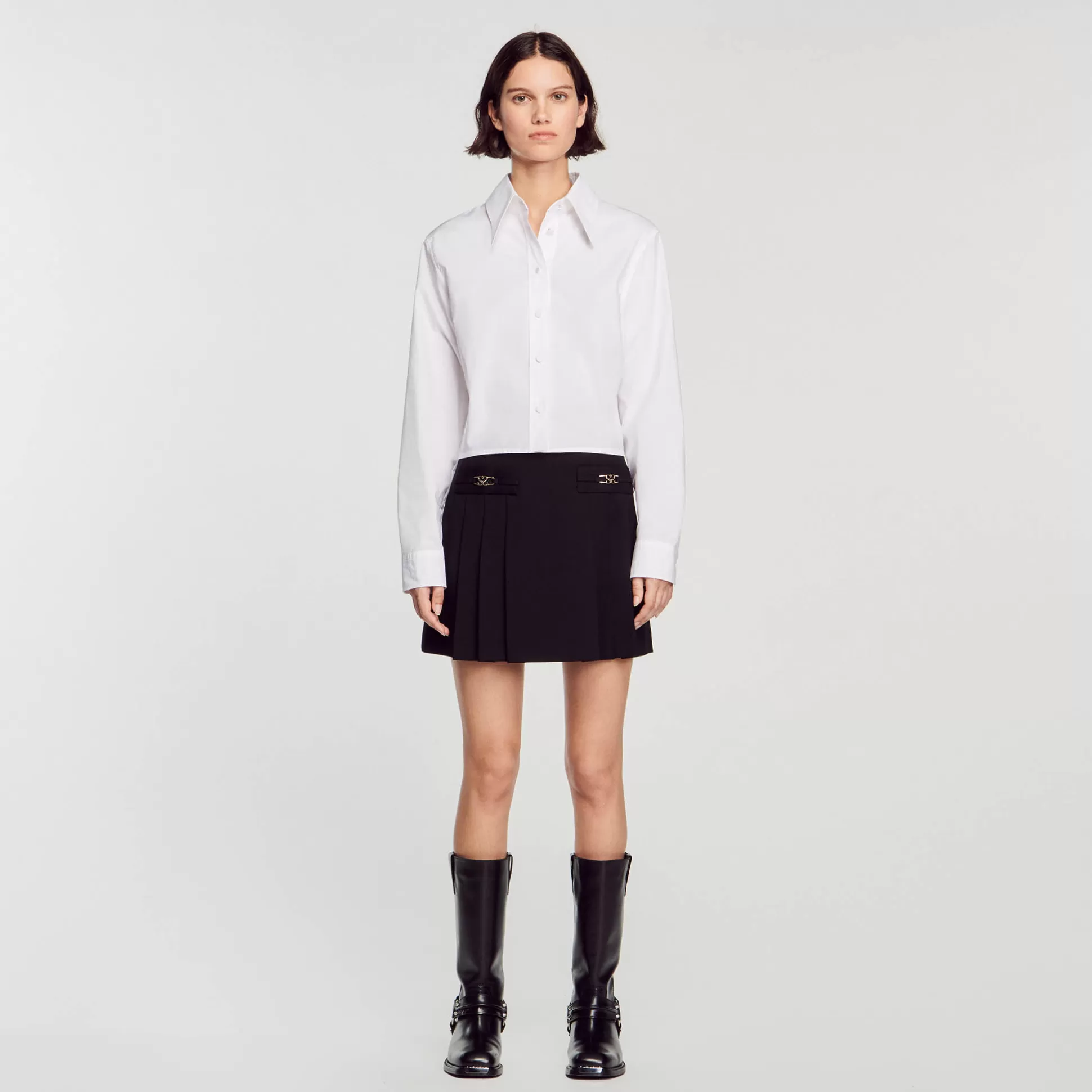 Sandro Paris Short Skirt With Stitched Pleats> Skirts