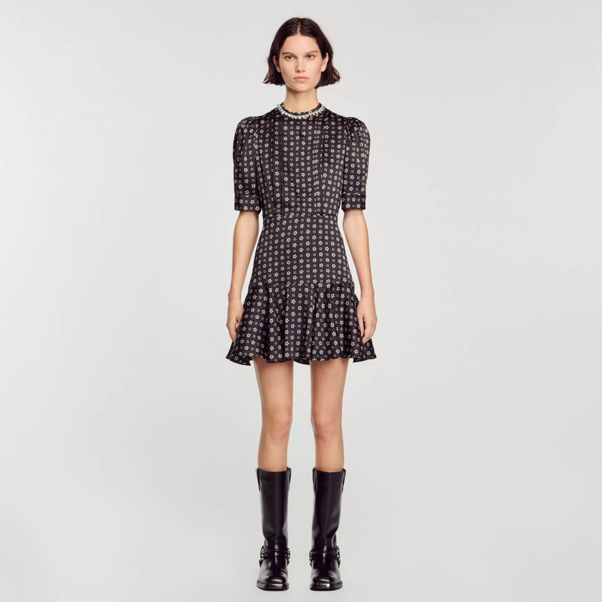 Sandro Paris Short Star-Print Dress> Dresses