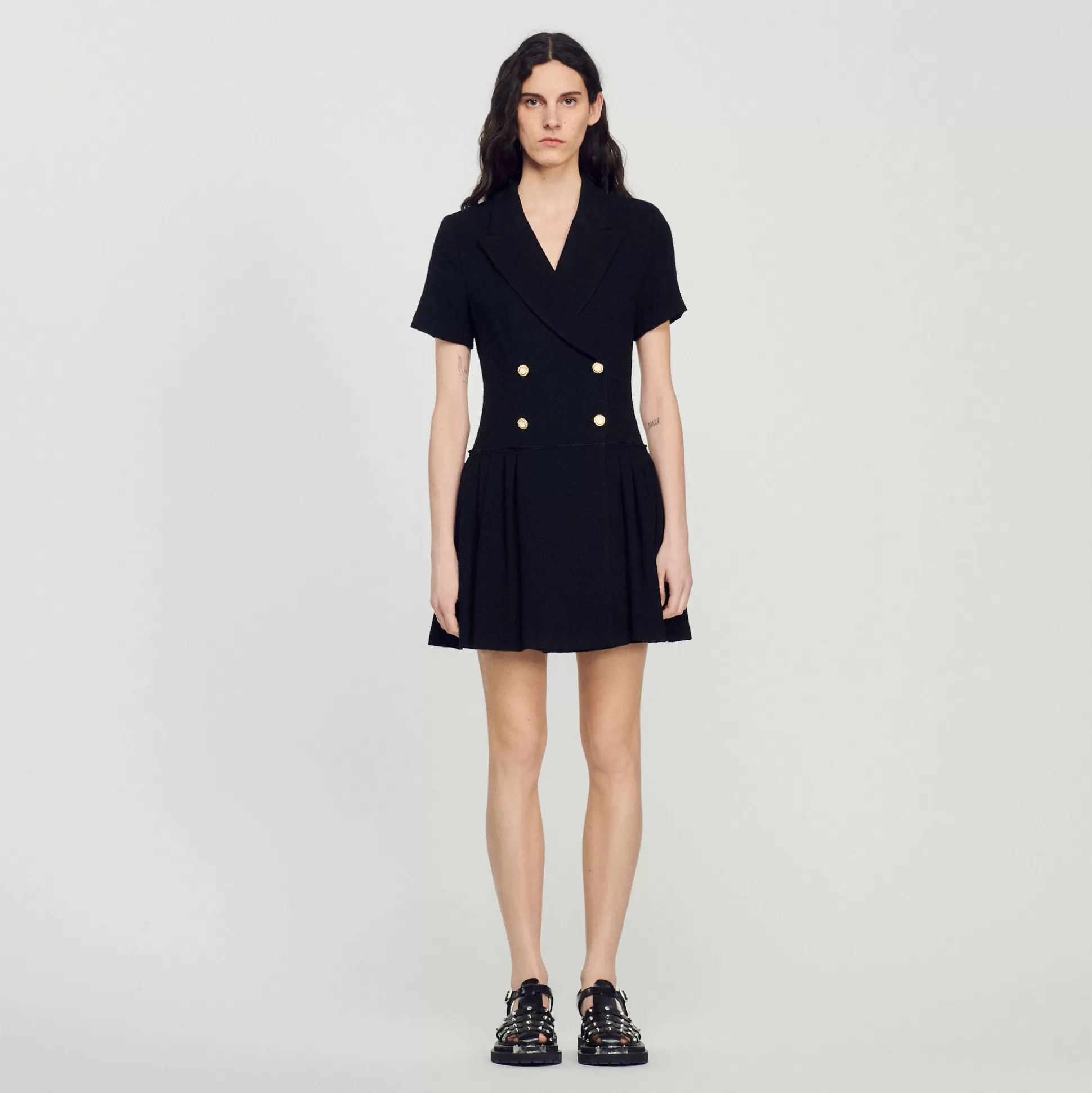 Sandro Paris Short Tweed Coat Dress> Dresses