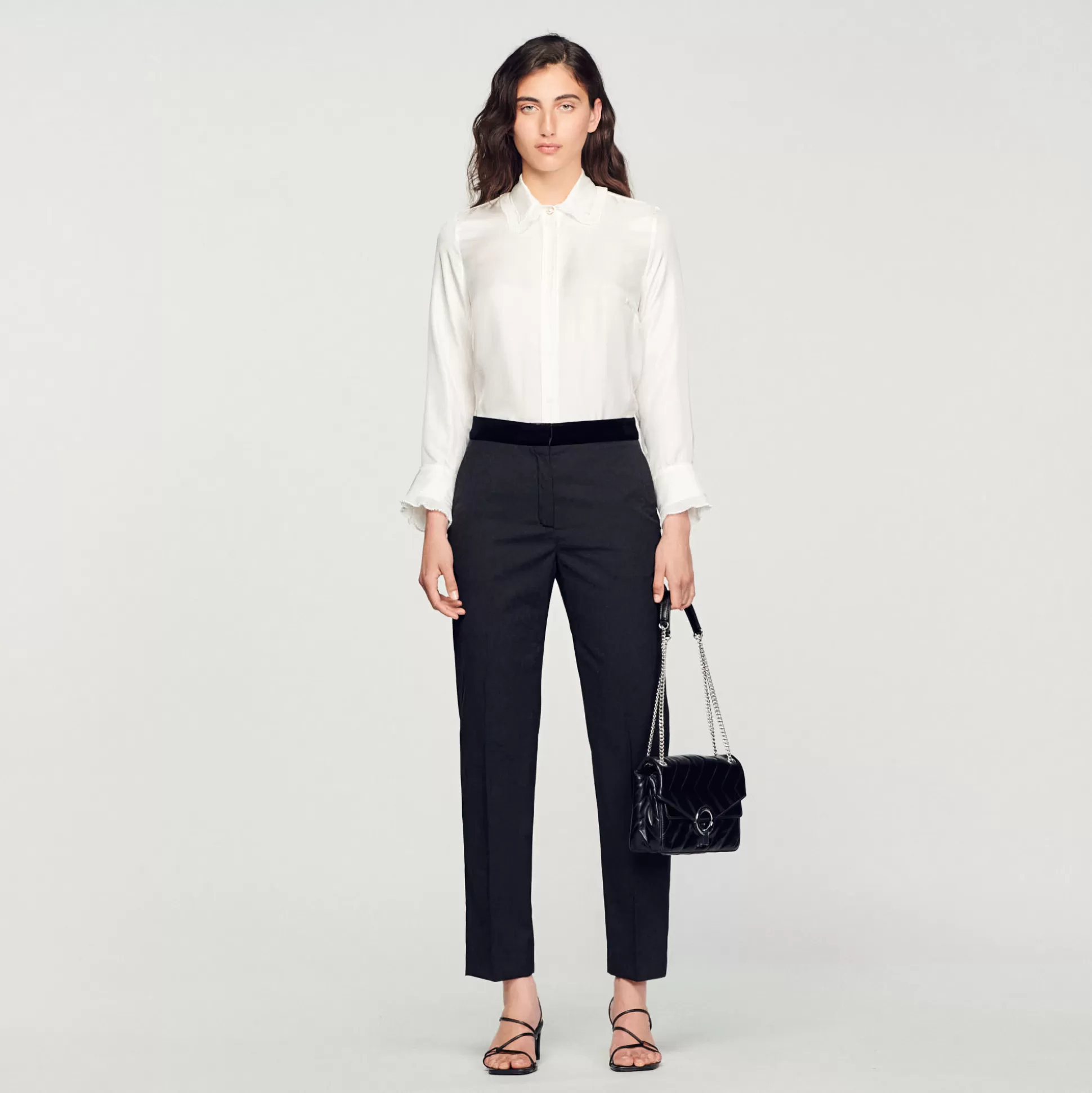 Sandro Paris Silk Shirt With Pleated Trim> Tops & Shirts