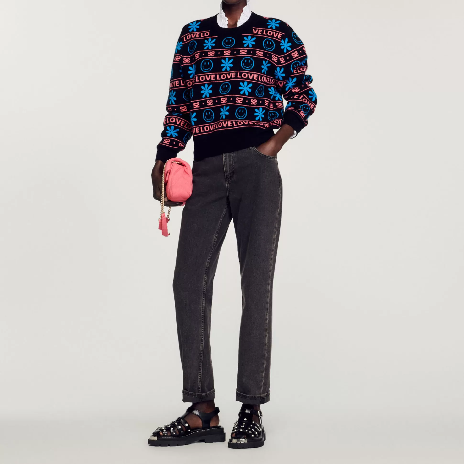 Sandro Paris Smiley© Jacquard Sweater> Sweaters & Cardigans