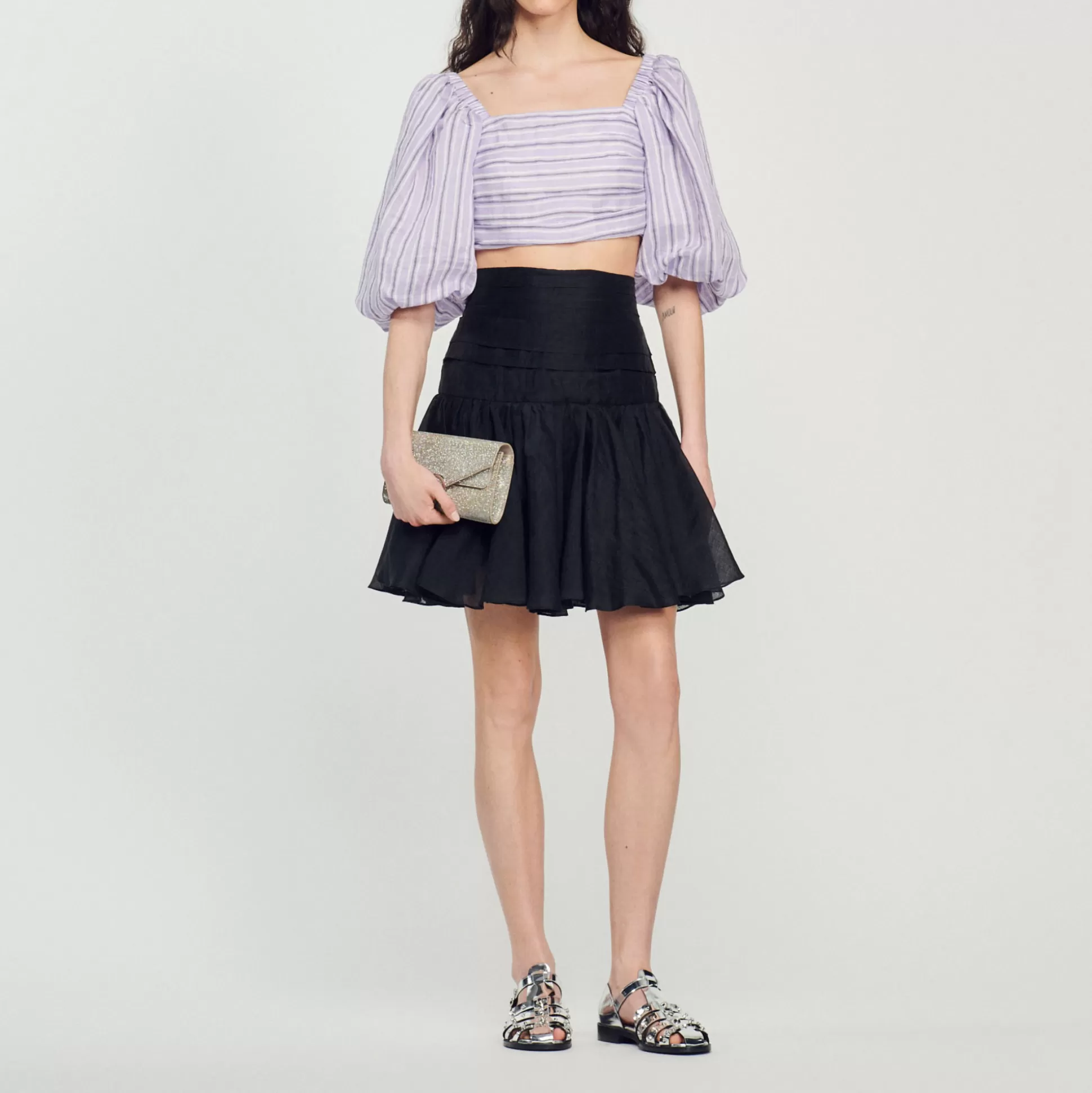 Sandro Paris Striped Crop Top> Tops & Shirts