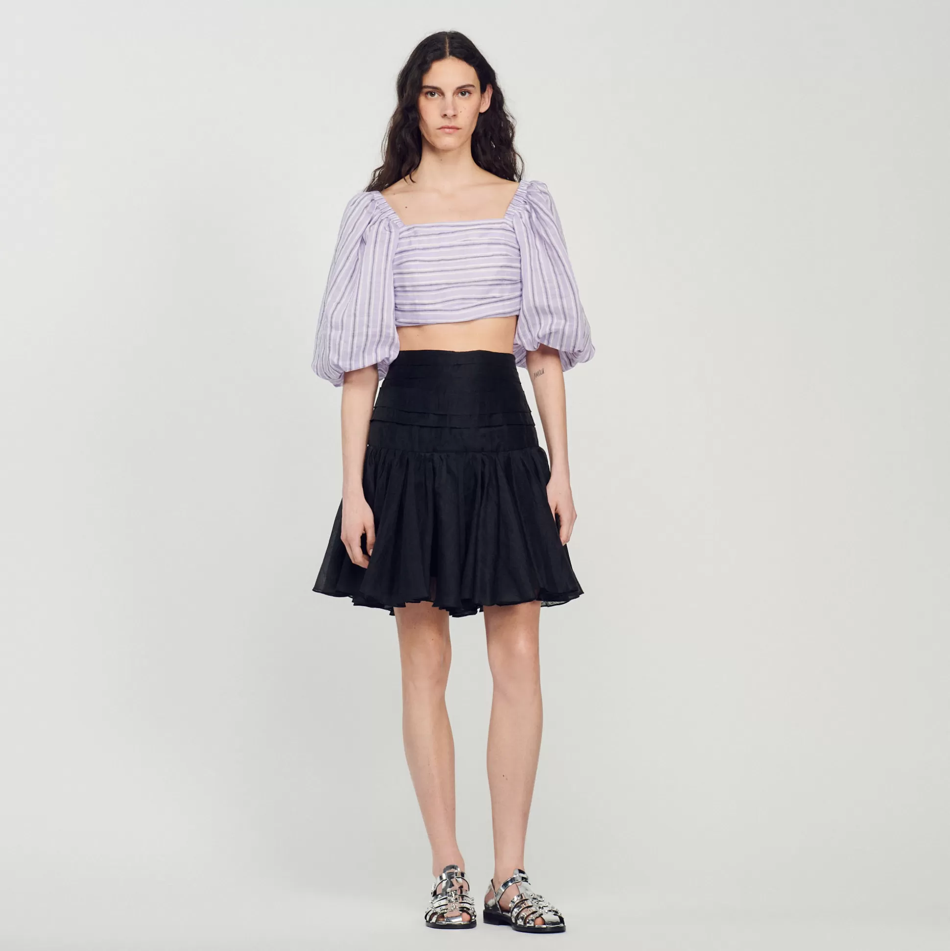 Sandro Paris Striped Crop Top> Tops & Shirts