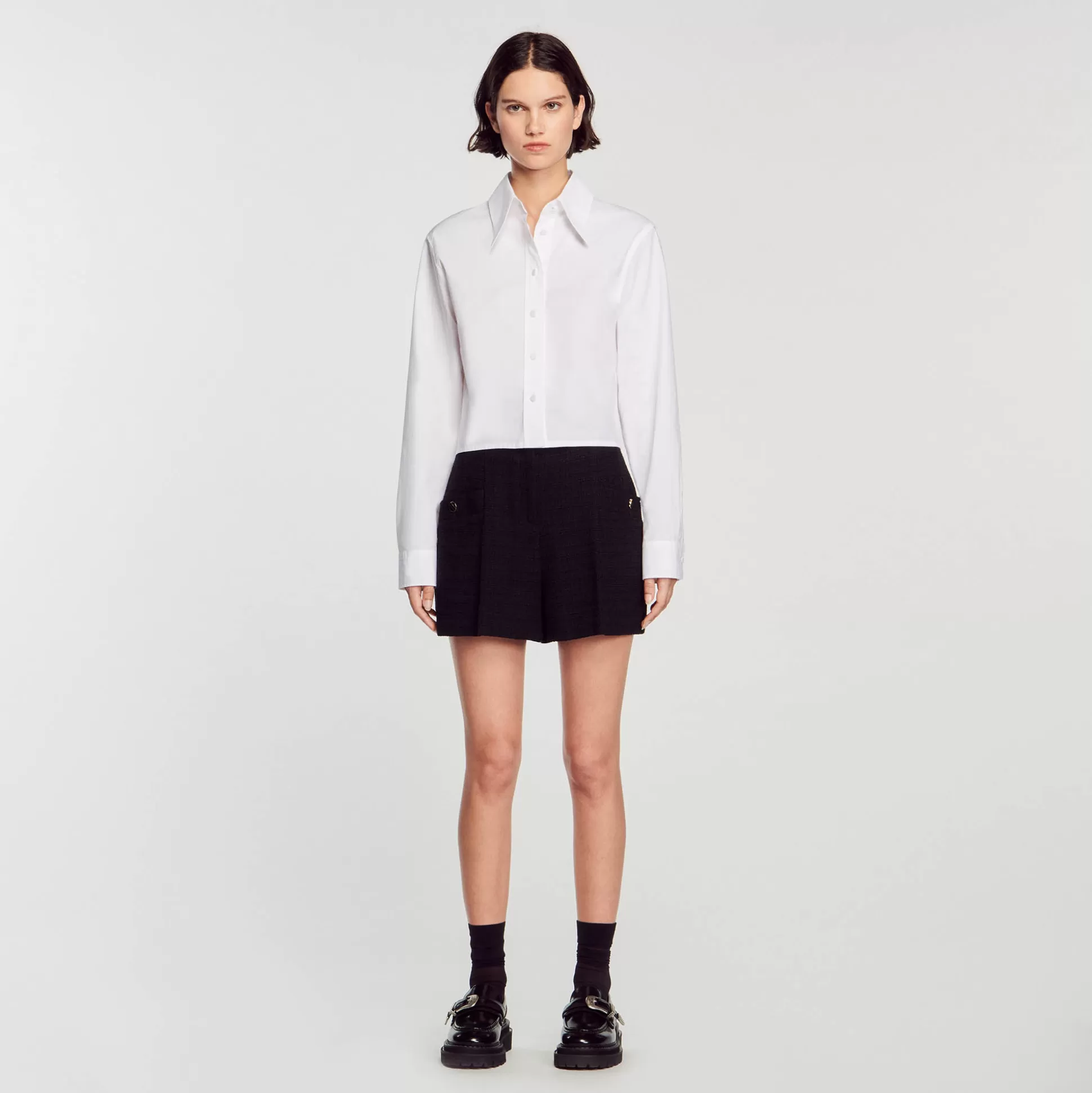 Sandro Paris Tweed High-Waisted Shorts> Pants & Shorts