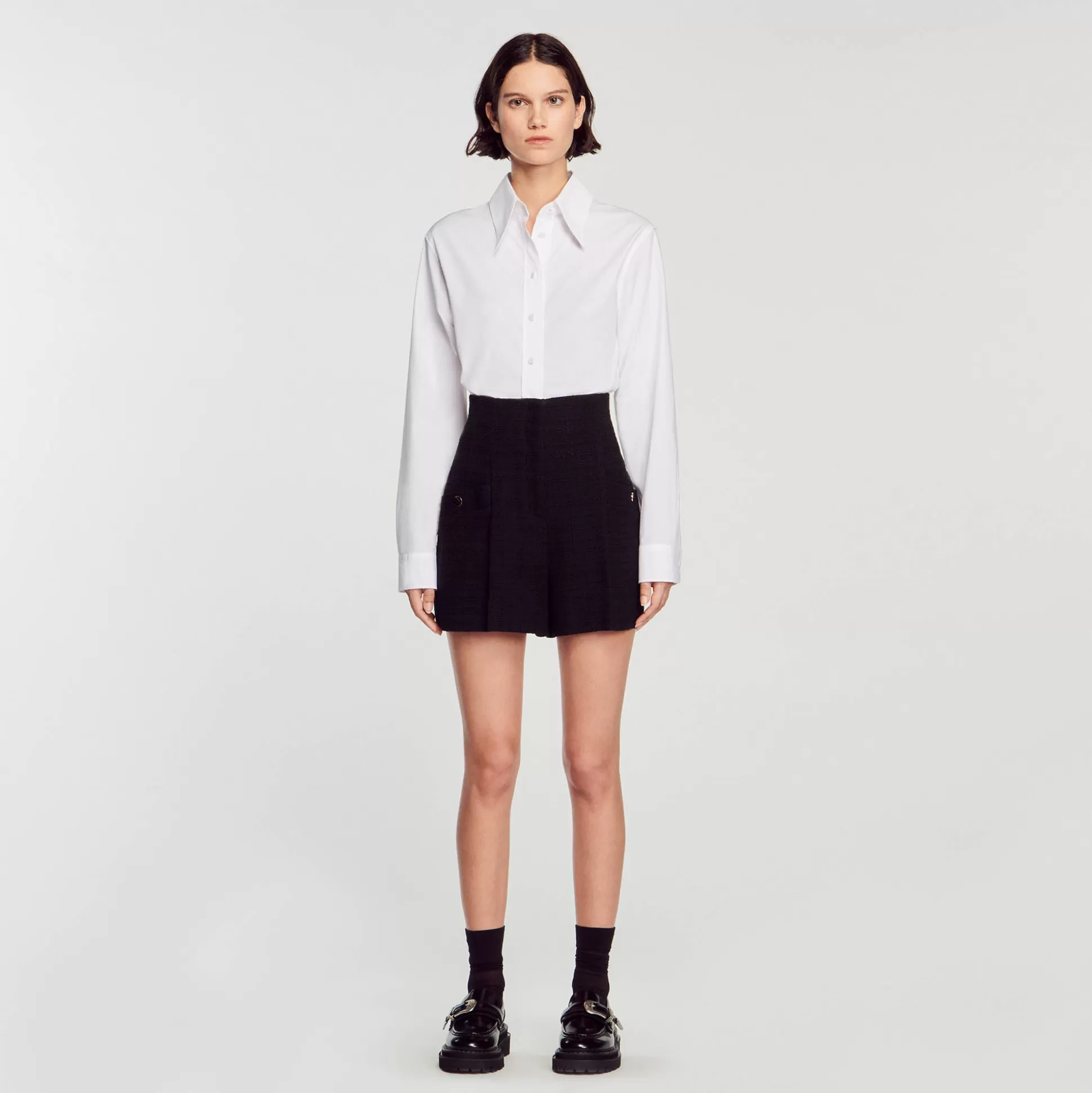 Sandro Paris Tweed High-Waisted Shorts> Pants & Shorts