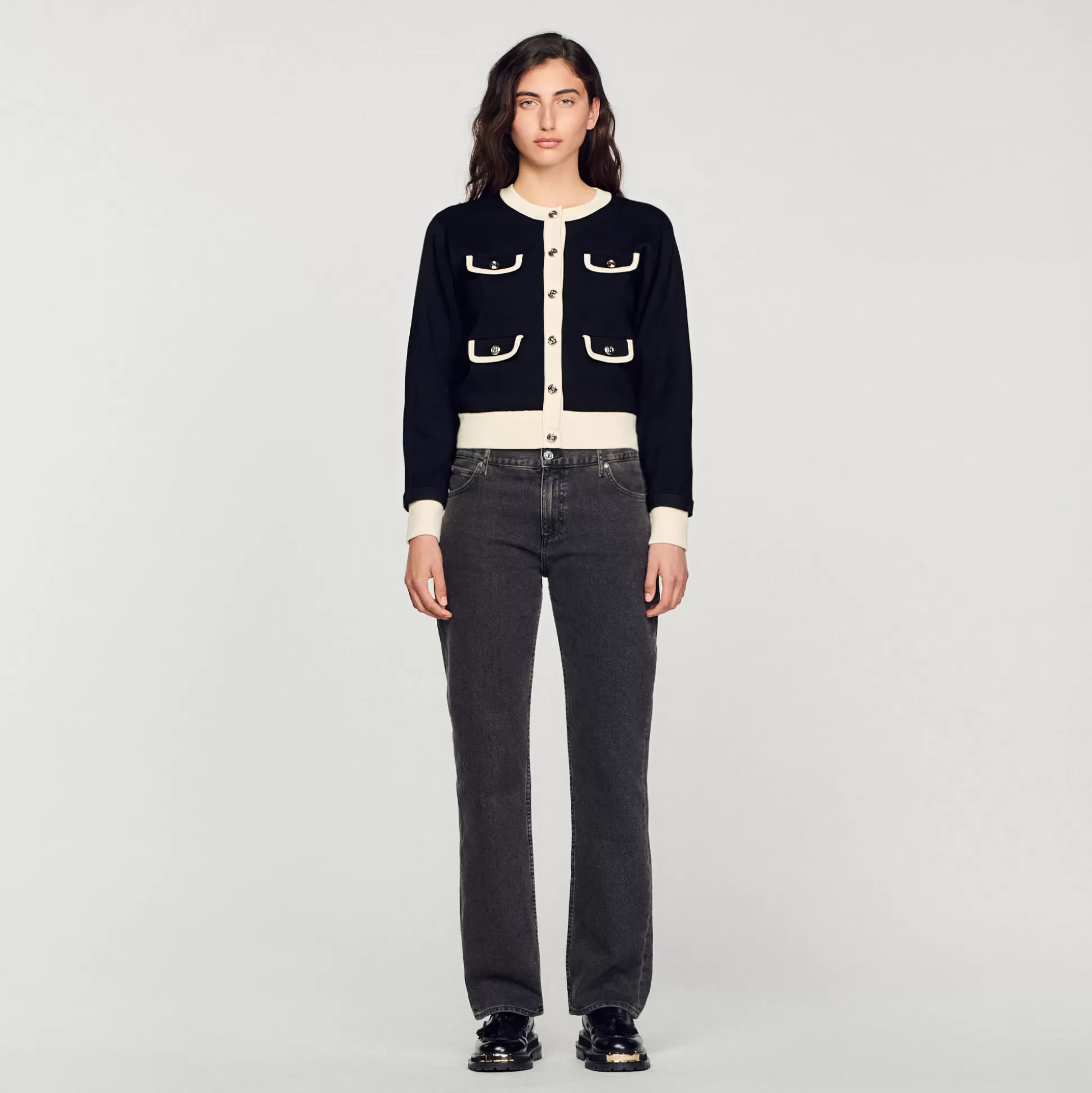 Sandro Paris Two-Tone Cardigan With Buttons> Sweaters & Cardigans